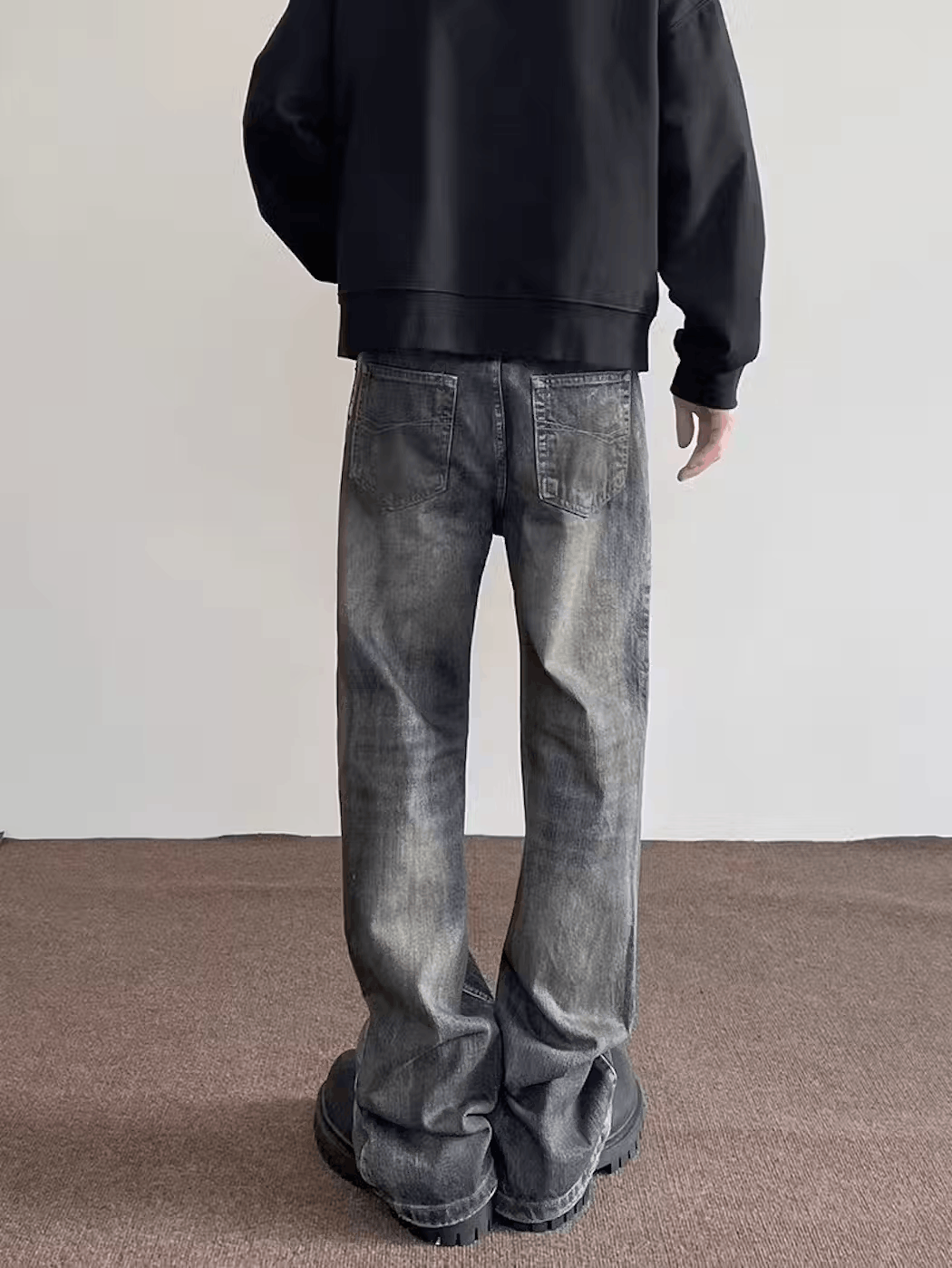 Japanese Brand × Jean Street distressed straight-leg micro-flared ink-dotted jeans Size US 32 / EU 48 - 3 Thumbnail