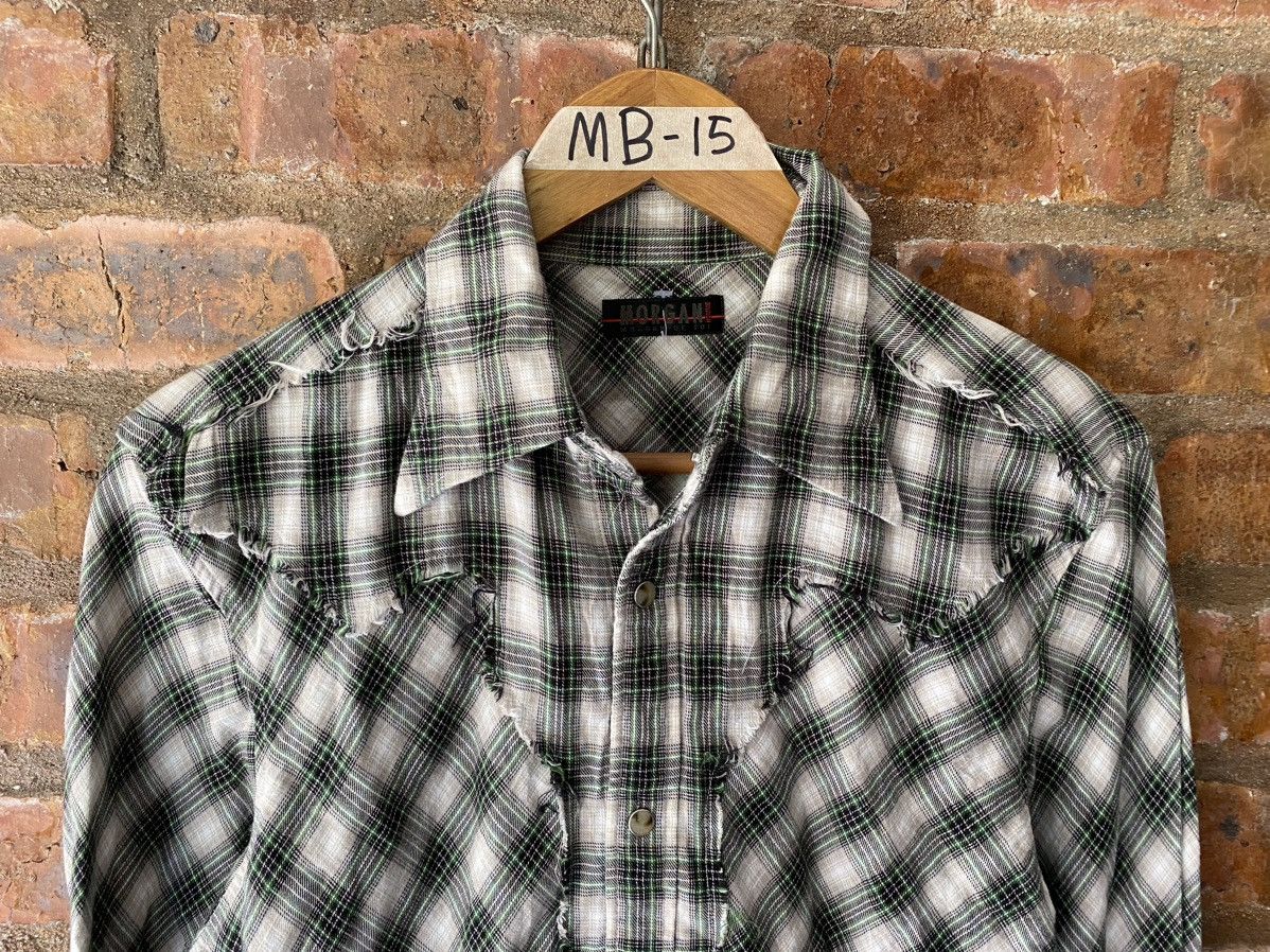 5351 POUR LES HOMMES 2000s Morgan Home Unfinished fringe shadow shirt Size US M / EU 48-50 / 2 - 3 Thumbnail