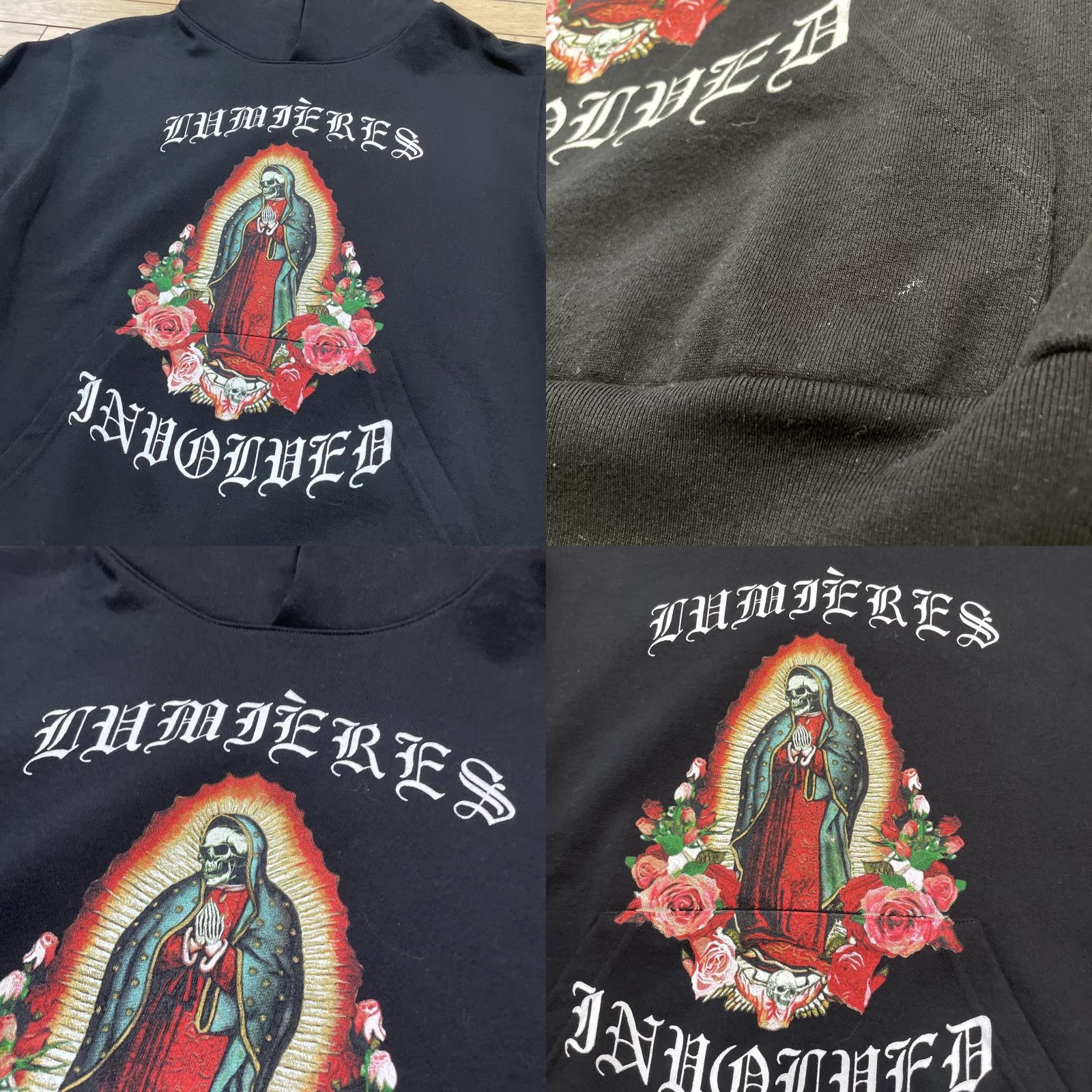 Vintage LUMIÈRES x Involved Garments Hoodie M Black Graphic Pullover Hooded Mens Regu lar Ka i Nguyen Prayer Muertos 90s Los Angeles Size US M / EU 48-50 / 2 - 11 Thumbnail