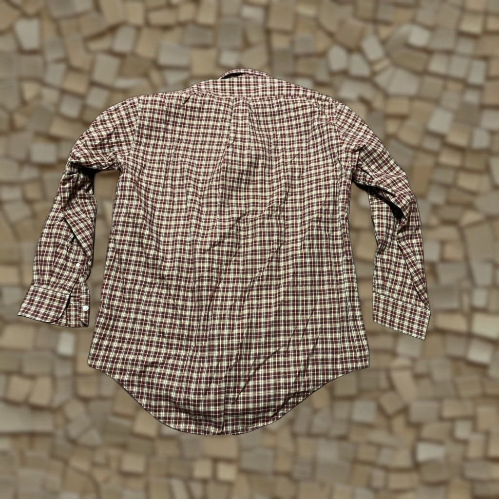 Lands' End Lands' End Button-Up Shirt, Men's 16-33, Red Tan Plaid, Long Sleeve, Casual, Regular Fit, Fall Spring Summer, Button-Up Mens Size US L / EU 52-54 / 3 - 1 Thumbnail