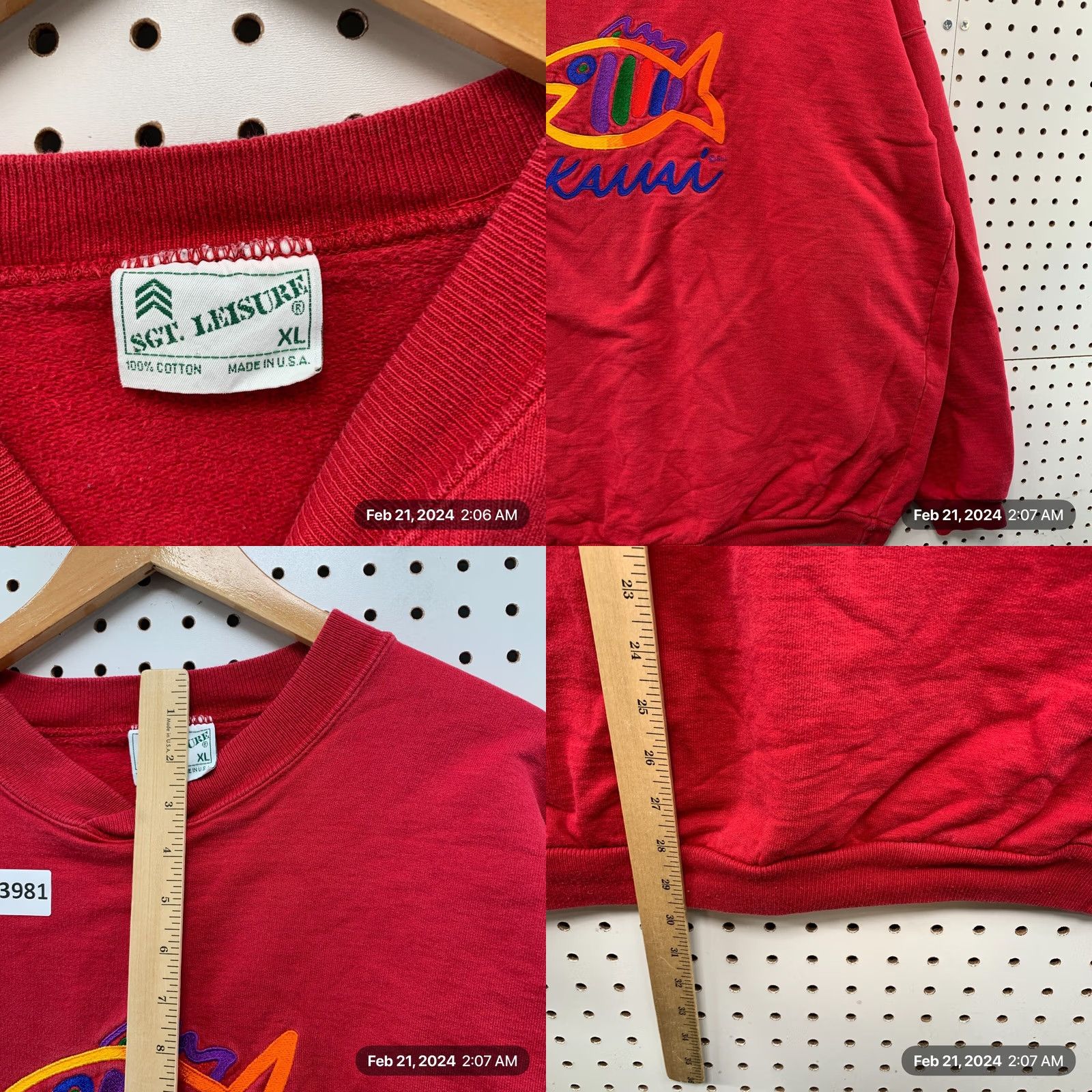 Vintage VINTAGE Maui Fish Sweatshirt Mens XL Red SGT Leisure 27x29.5 Made USA Crewneck Size US XL / EU 56 / 4 - 8 Thumbnail