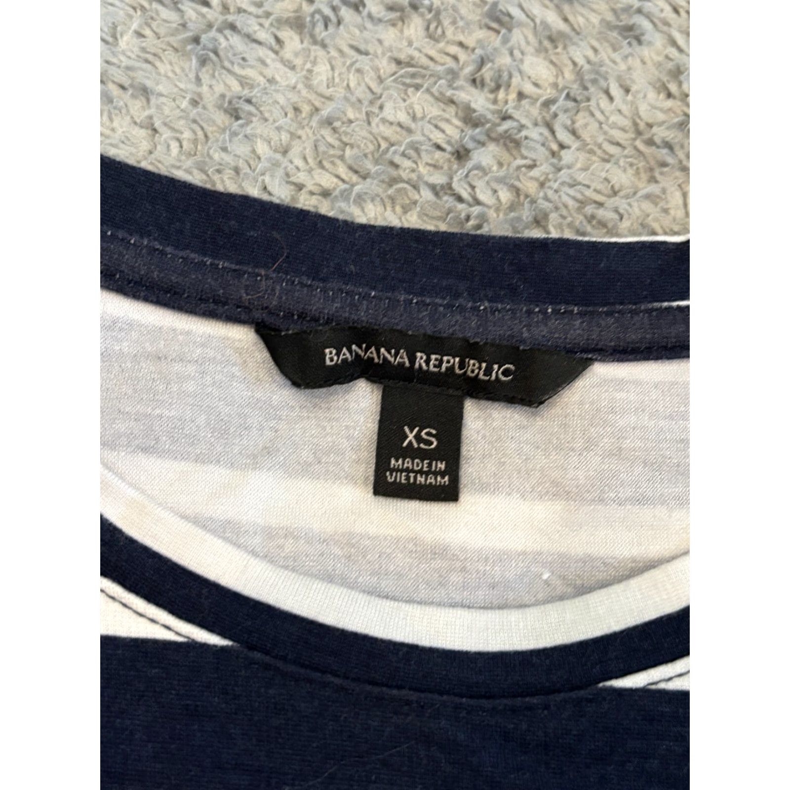 Banana Republic VINTAGE? No. Banana Republic Dress Womens XS Blue White Striped Short Sleeve Knit Knot Preppy Size 26" / US 2 / IT 38 - 2 Thumbnail