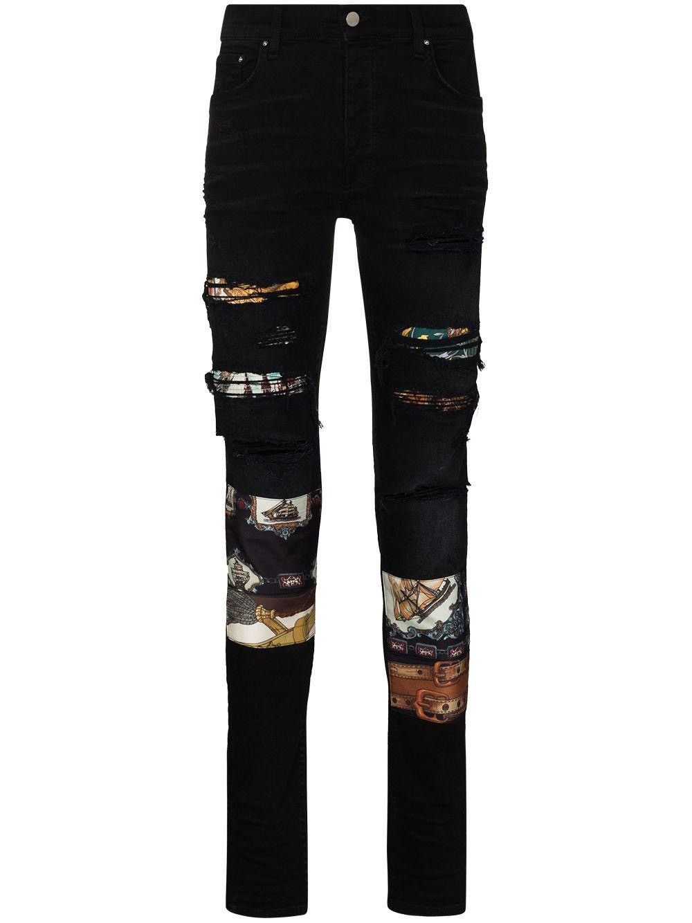 NEW! Amiri Scarves Art Patches Jeans Black size 34