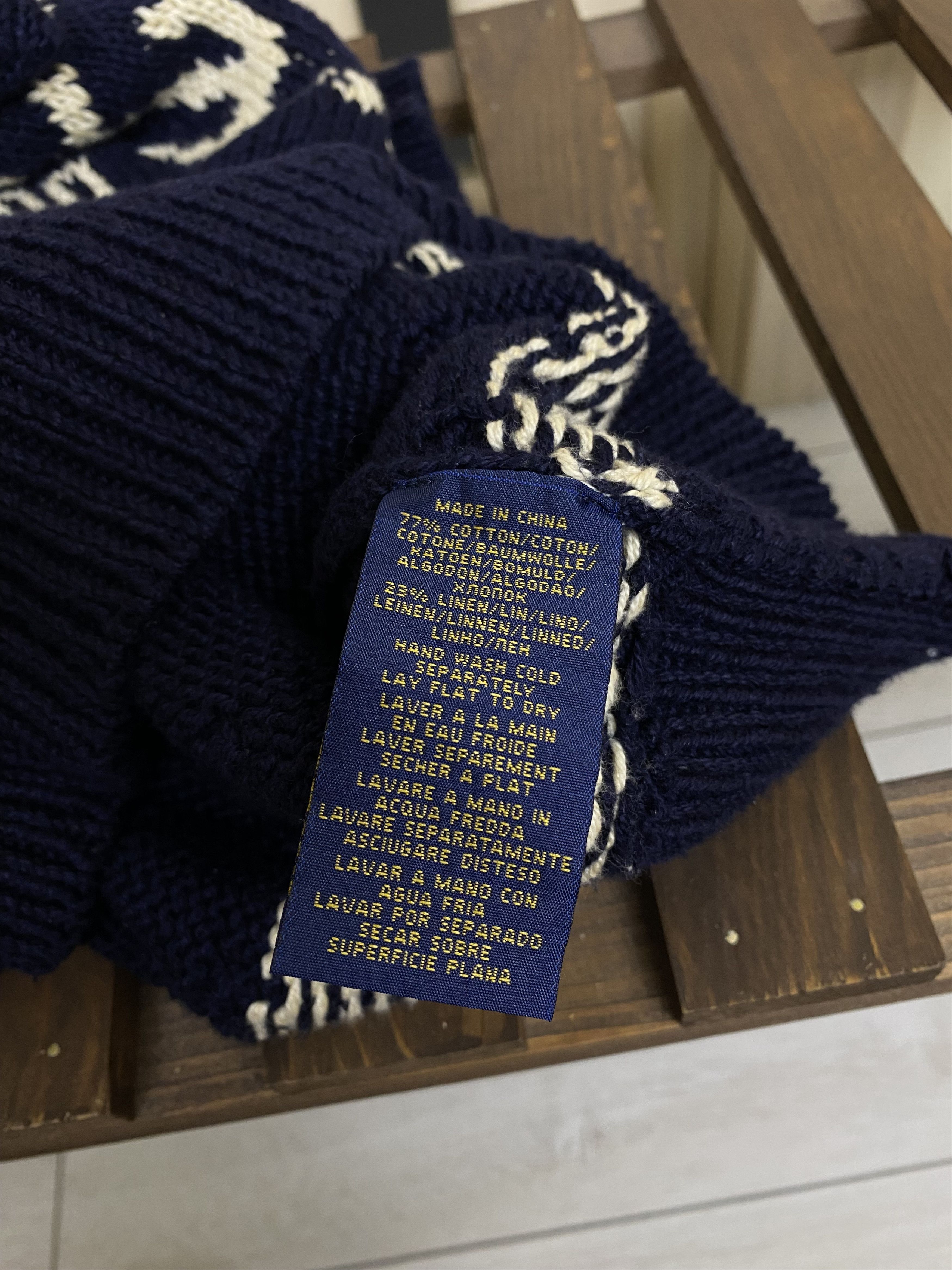Polo Ralph Lauren Polo Ralph Lauren Anchor Shawl Knit Sweater Marine Size US L / EU 52-54 / 3 - 9 Thumbnail