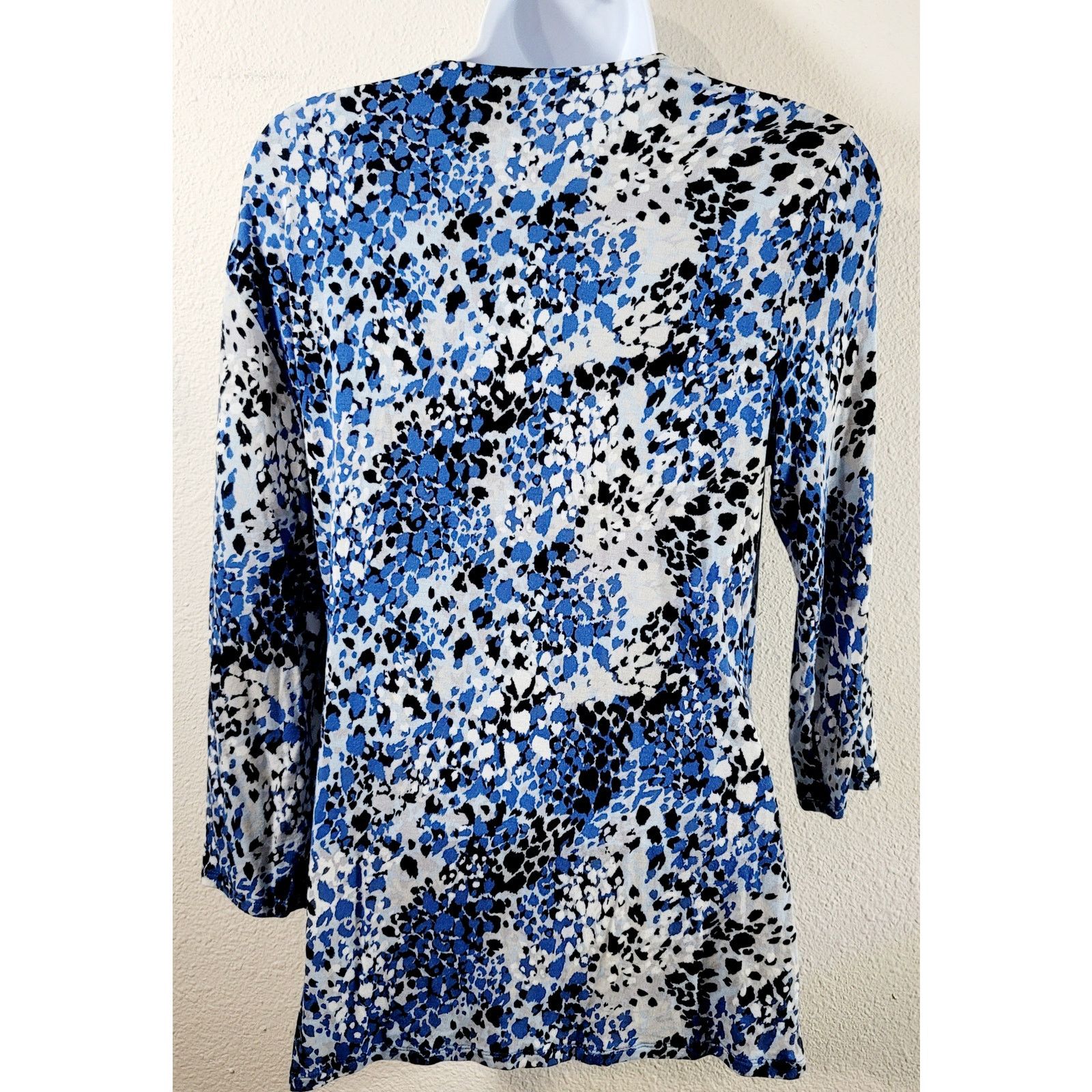 Other Dana Buchman Blue White Abstract Ruched Crisscross Top M Size M / US 6-8 / IT 42-44 - 2 Thumbnail