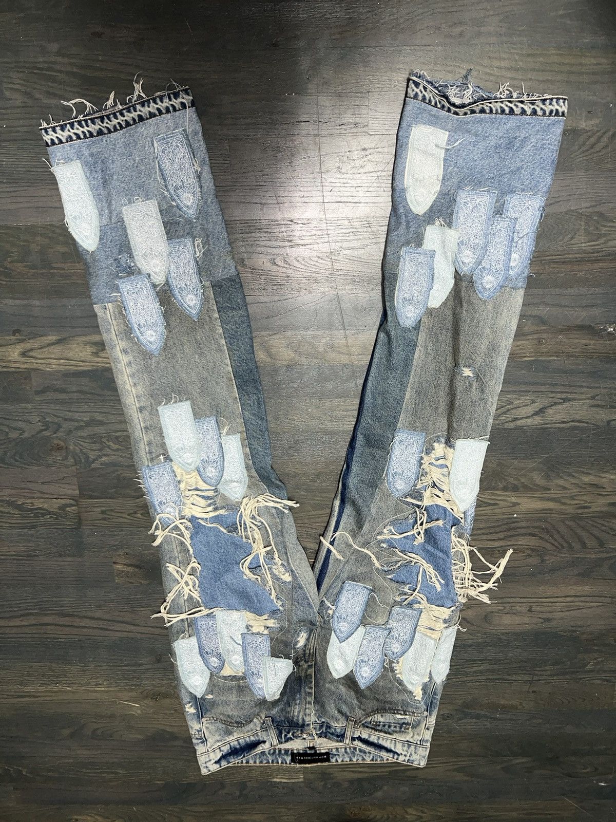 Who Decides War PATCHED ARCH REPAIRED BLOWOUT DENIM Size US 34 / EU 50 - 6 Thumbnail