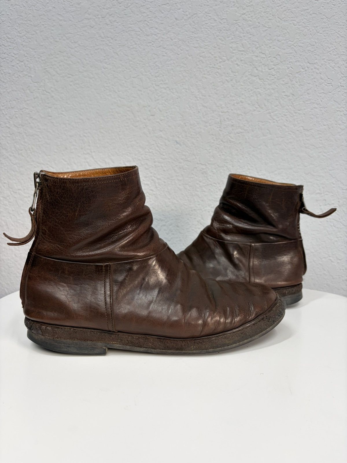 Hedi Slimane Vintage 00s Guidi CCP Style Distressed Leather Biker Boots Size US 9 / EU 42 - 3 Thumbnail