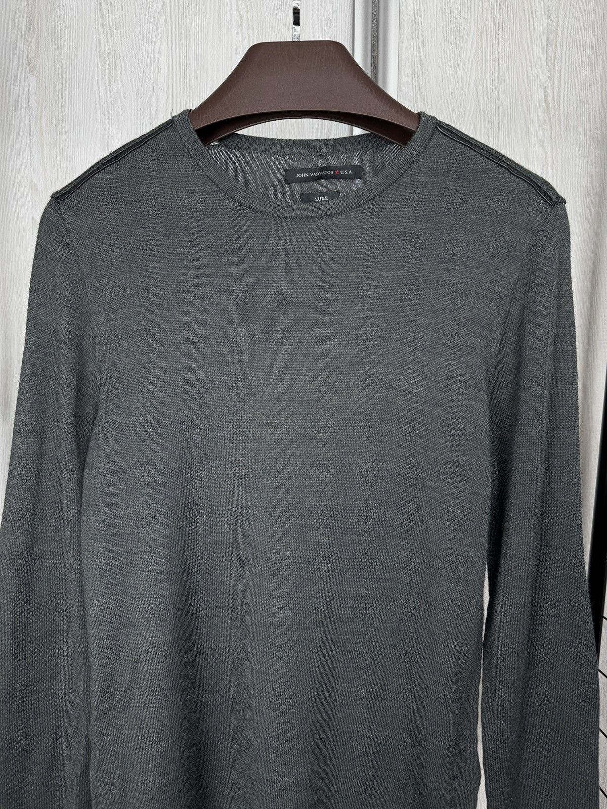 John Varvatos John Varvatos Luxe Line grey wool blend leather trim sweater Size US S / EU 44-46 / 1 - 3 Thumbnail