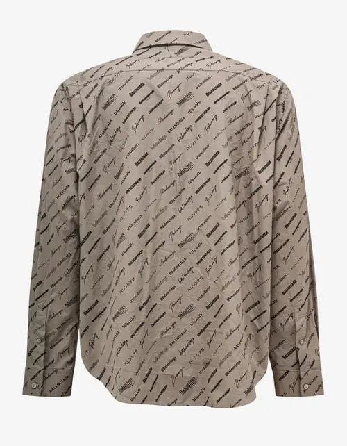 Balenciaga Balenciaga Beige Logomania All-Over Shirt SIZE 39 Size US M / EU 48-50 / 2 - 2 Thumbnail