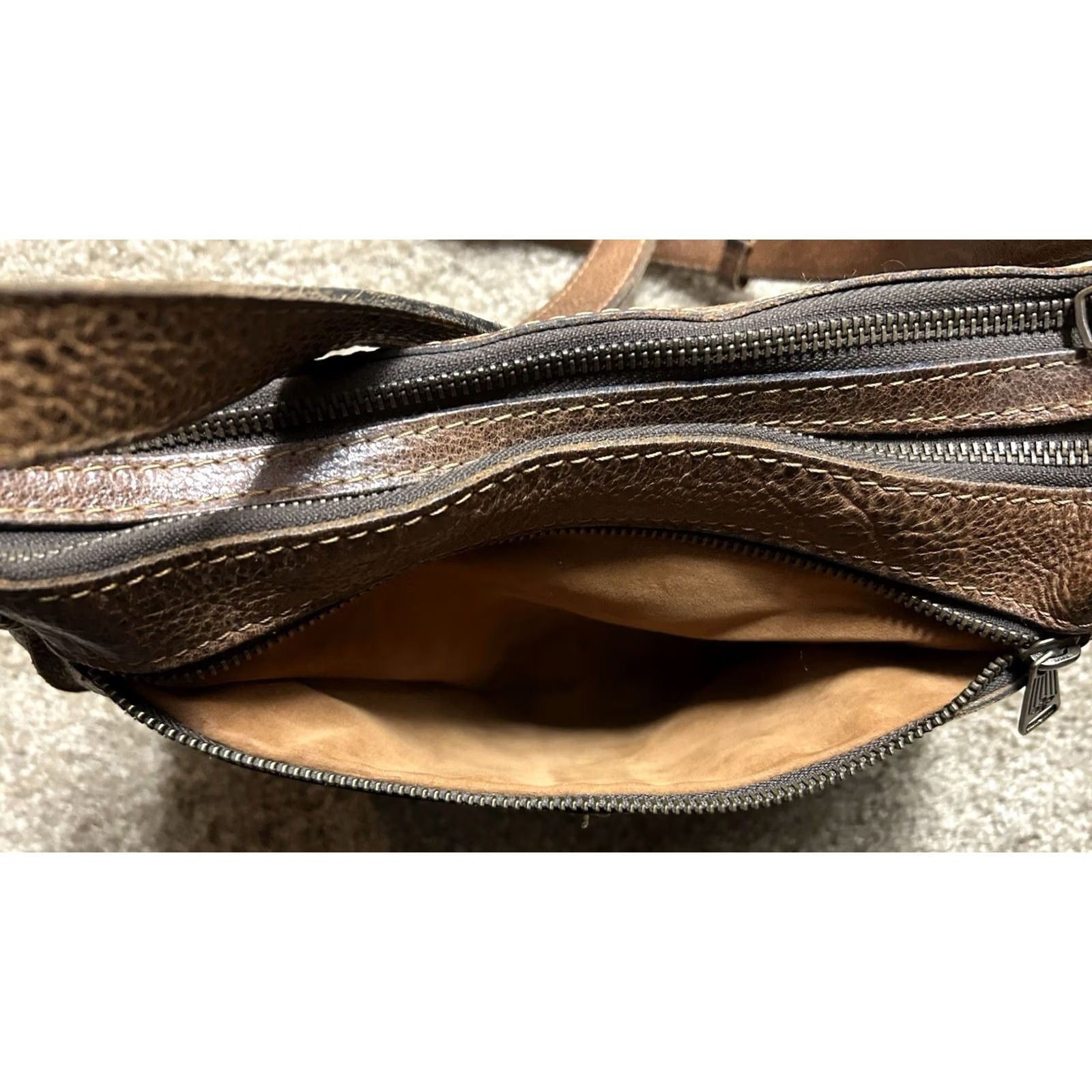 Patricia Nash Patricia Nash Camila Cognac Brown Leather Crossbody Bag Hobo Tassel Zip Women Medium Brown Studded Suede Lining Vintage No Size ONE SIZE - 5 Thumbnail