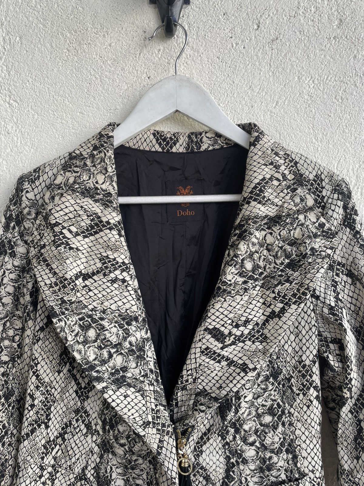 Tornado Mart 90s Vintage Snakeskin Print Tailored Blazer Ifsix LGB Y’s Size 42R - 2 Thumbnail