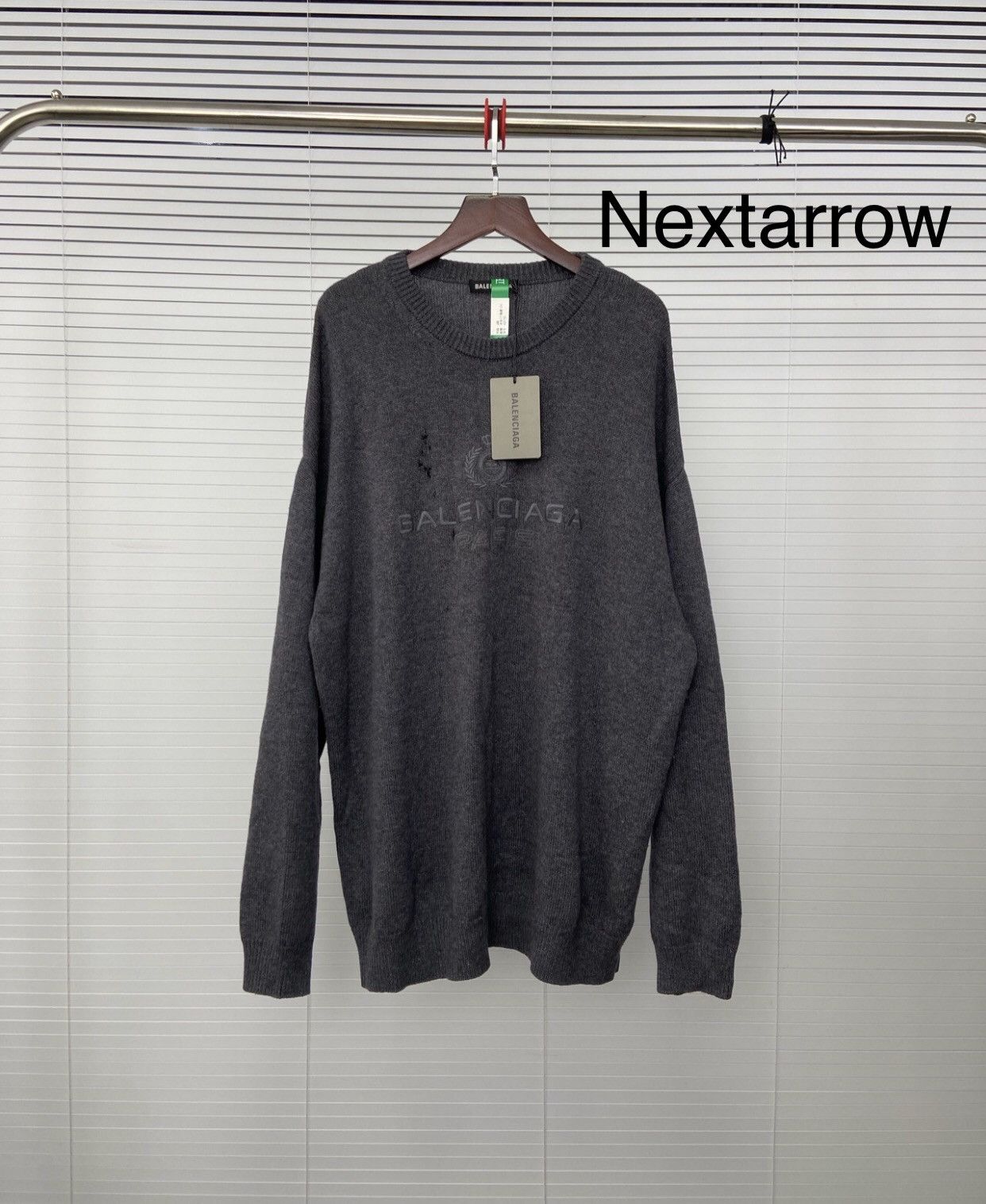 Balenciaga wheat ear logo embroidered long sleeved sweater