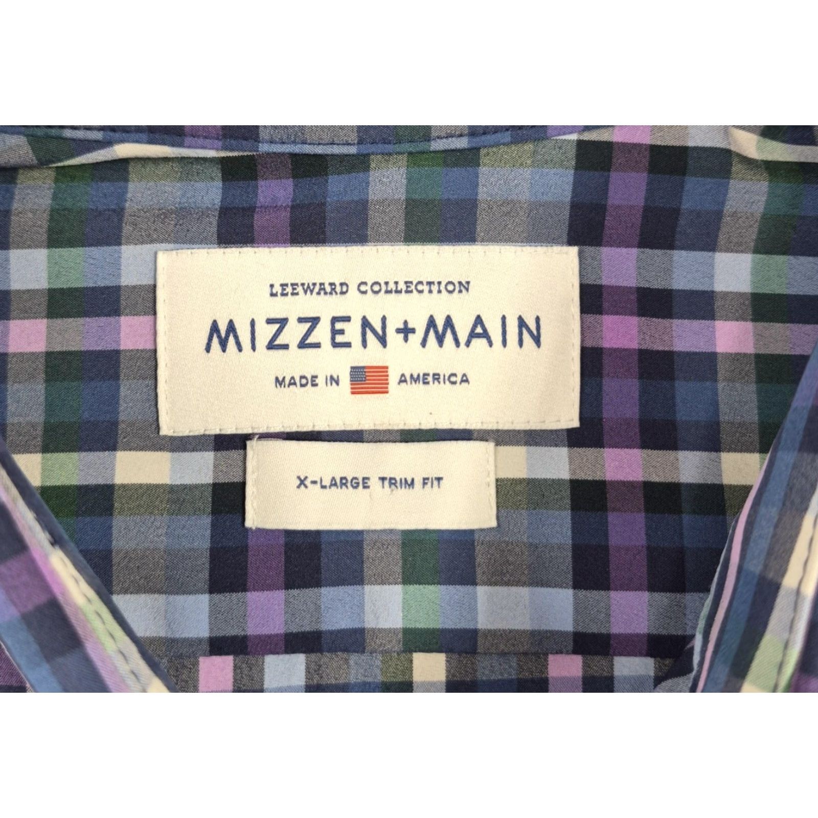 Mizzen+Main Mizzen+Main Leeward Shirt Mens XL Button Up Plaid Trim Fit Stretch Dress Shirt Size 46R - 5 Thumbnail