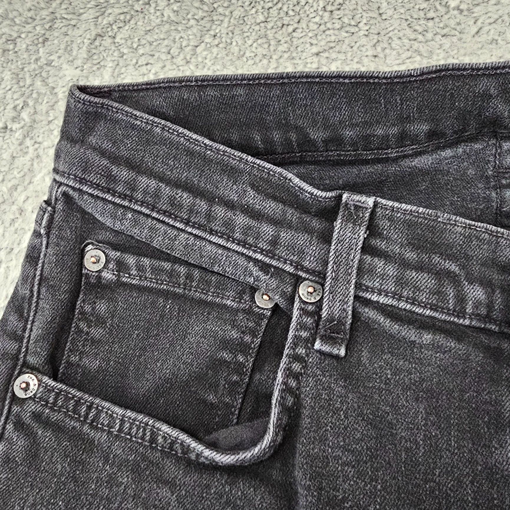 Rag & Bone Rag & Bone Jeans Mens 31x29 Black Skinny Leg Button Fly Stretch Denim Leather Logo 5-Pocket Mens Jeans Black Size US 31 - 6 Thumbnail