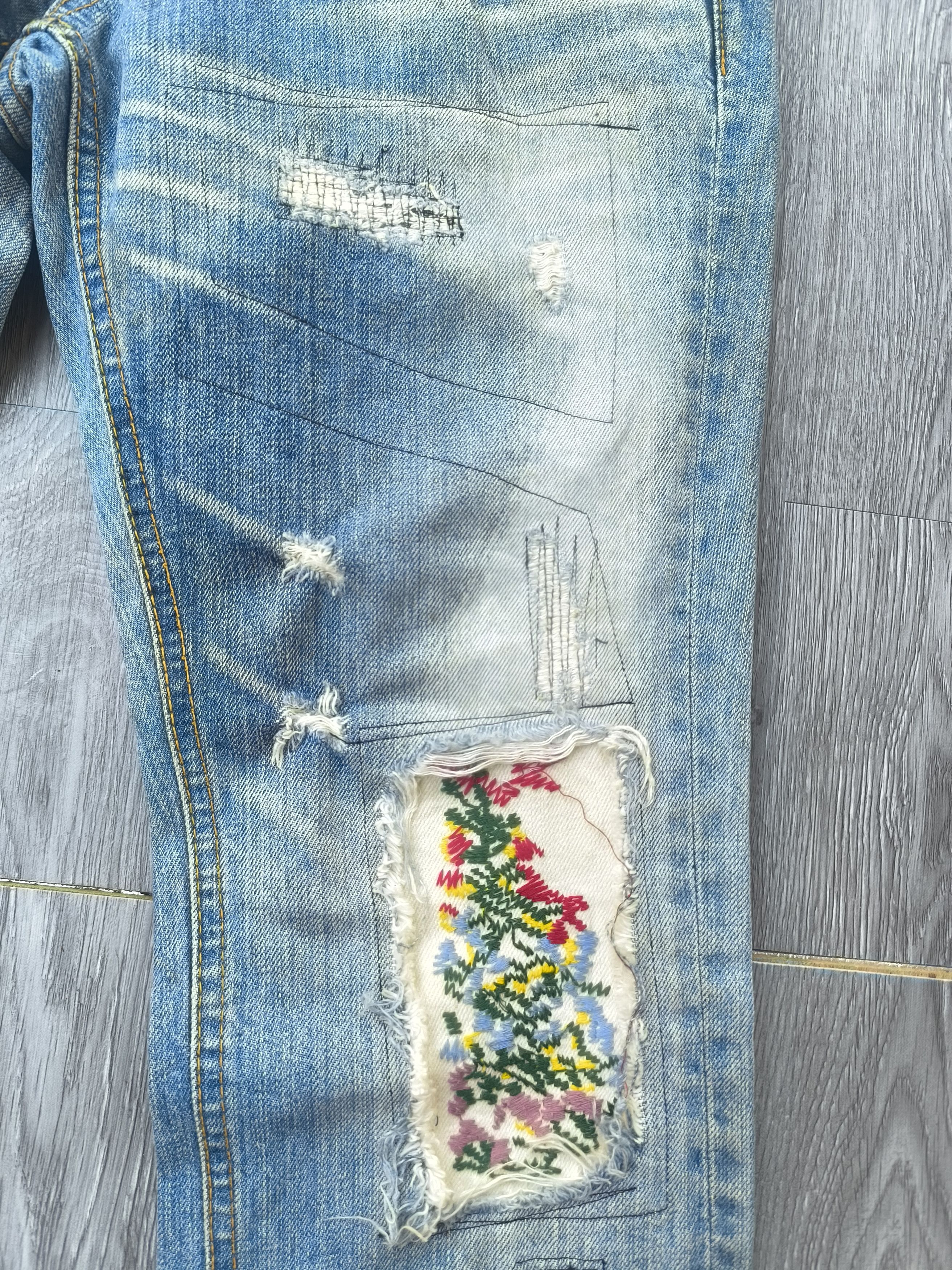 If Six Was Nine × Le Grande Bleu (L.G.B.) ANTGAUGE DISTRESSED PATCHWORKS JEANS LIKE KAPITAL JEANS Size US 31 - 5 Thumbnail