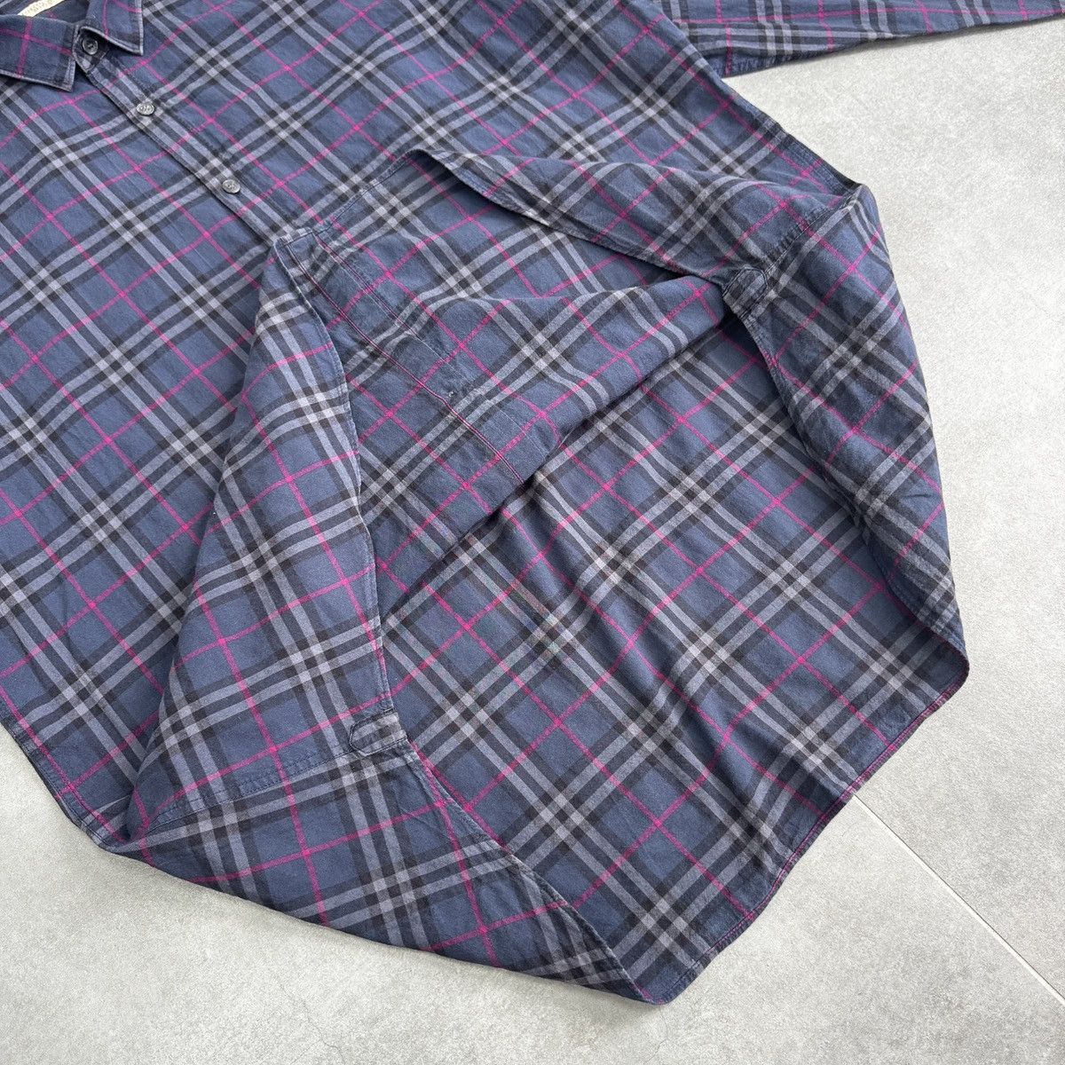 Burberry Burberry Brit Nova Check Blue Button Shirt Long Sleeve Size US XL / EU 56 / 4 - 12 Thumbnail