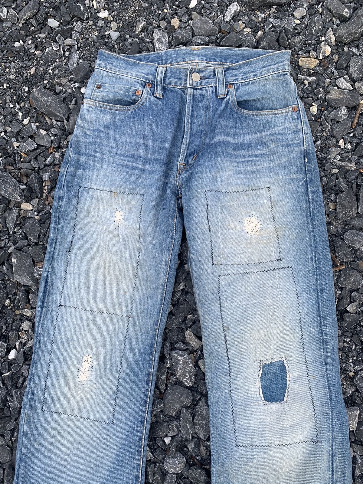 Kapital VINTAGE BLUE BLUE INDIGO SELVEDGE JAPANESE DISTRESSED DENIM Size US 28 / EU 44 - 6 Thumbnail