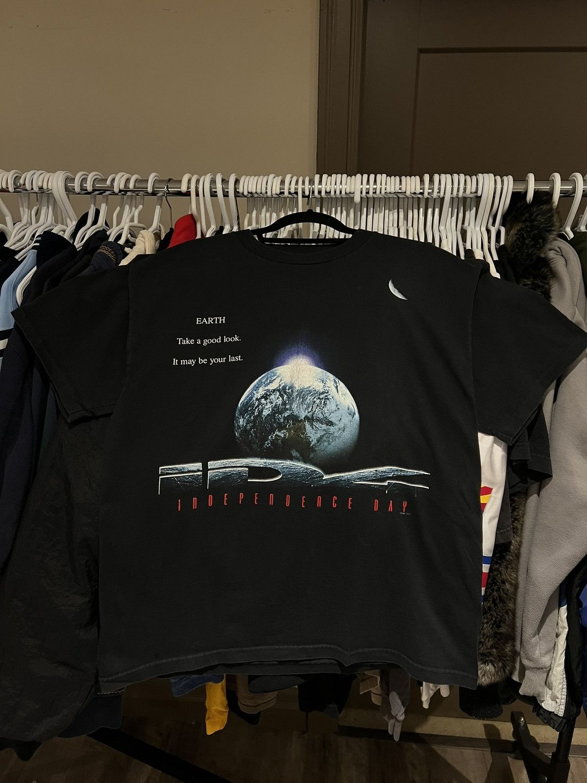 image of Vintage Independence Day 1996 Promo Tee in Black, Men's (Size XL)