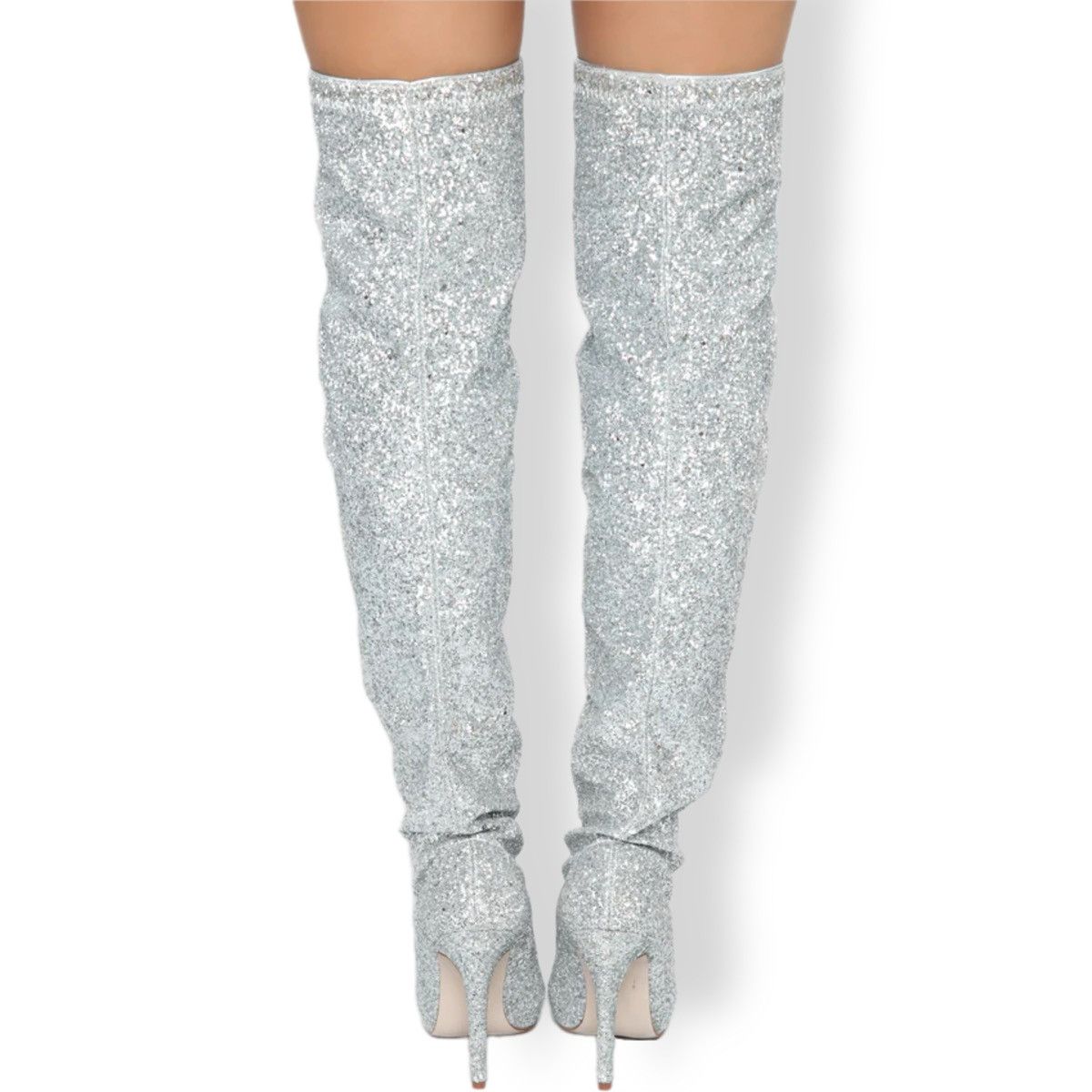 Other Silver Thigh High Pointed Toe Stiletto Heel Boot Women’s 6.5 Size US 6.5 / IT 36.5 - 7 Thumbnail