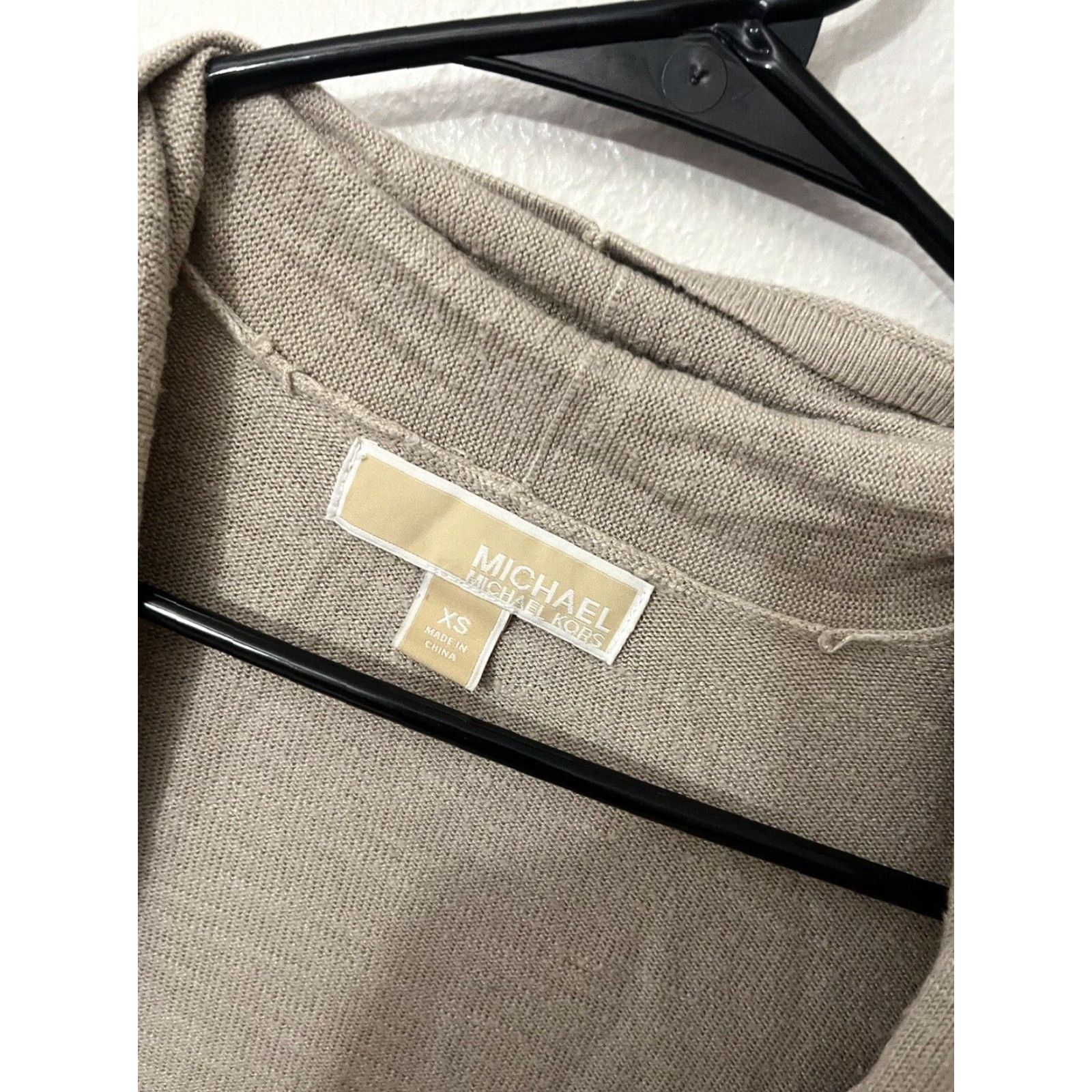 Michael Kors Michael Kors Open Cardigan Womens XS Beige 3/4 Sleeve Knit Cardigan Classic Logo Knit Open Casual Womens XS Beige Size XS / US 0-2 / IT 36-38 - 3 Thumbnail