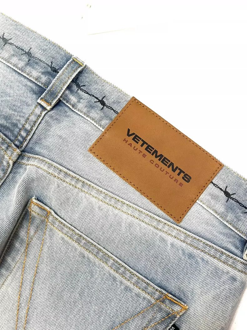 Vetements Vetements SizeM Sanskrit thorn print blue denim pants Size US 30 / EU 46 - 3 Thumbnail