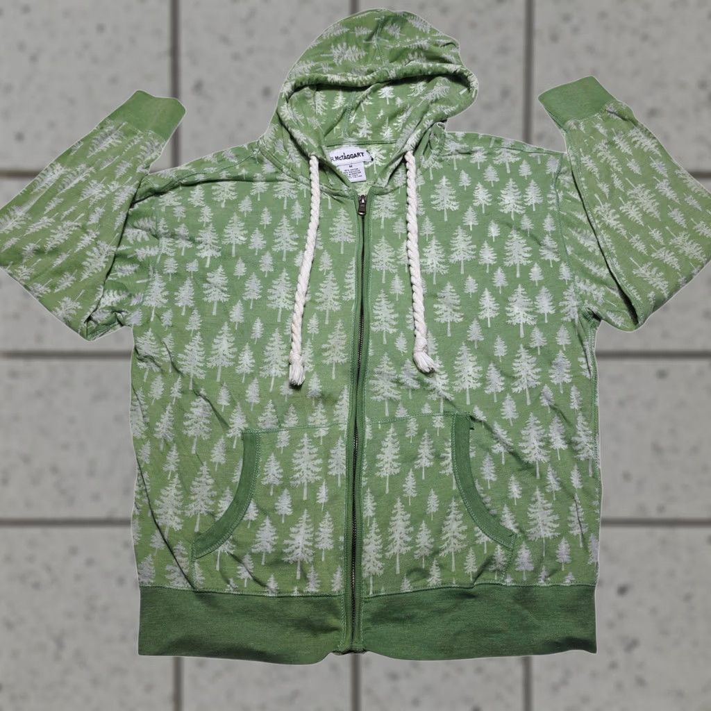 Vintage VINTAGE T.R. McTaggart Womens Full Zip Boho Thin Hoodie Green Pine Tree Aop Medium Y2k Mens Womens Size M / US 6-8 / IT 42-44 - 1 Thumbnail