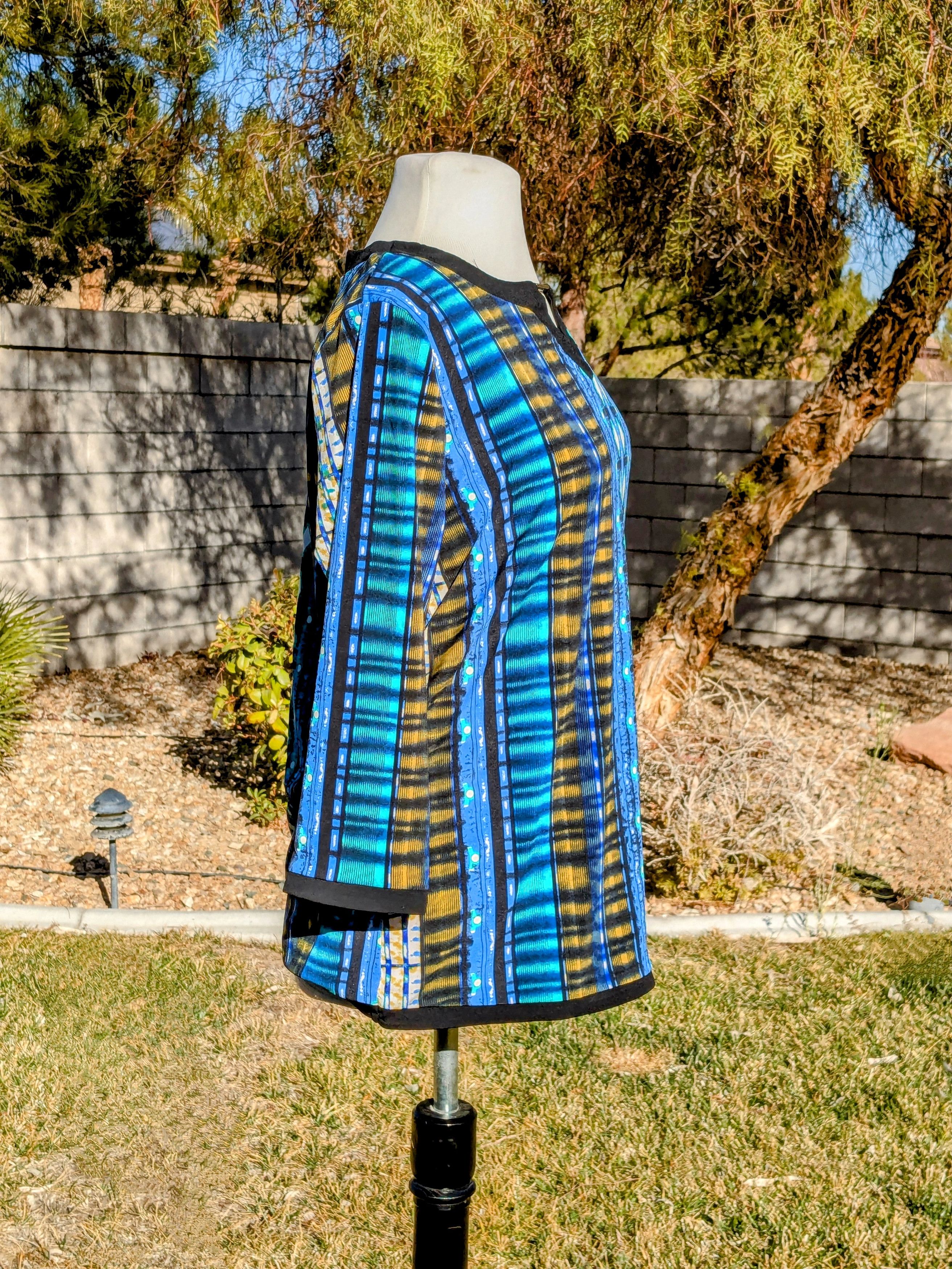 Designer Multi-Color Patterned Print Sheer Tunic Stretch Blouse Top Size XL / US 12-14 / IT 48-50 - 4 Thumbnail