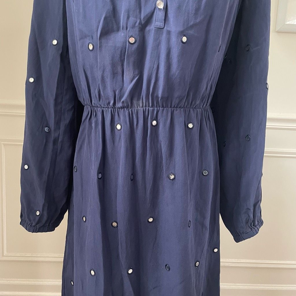 Lilly Pulitzer Lilly Pulitzer Turner Mirror Silk Navy Blue Shirt Dress $278 Size XS / US 0-2 / IT 36-38 - 6 Thumbnail