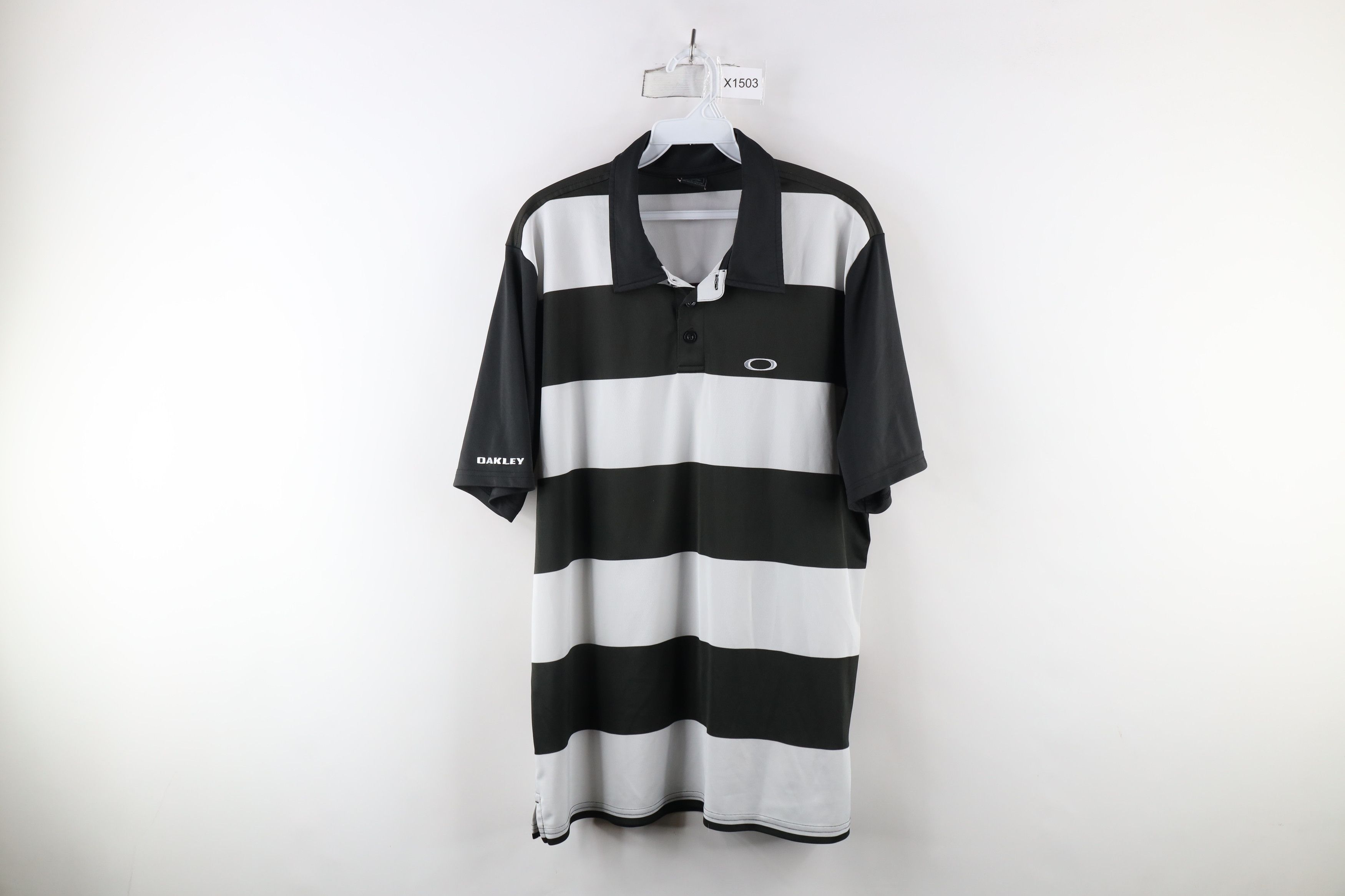 Oakley Vintage Oakley Spell O Logo Striped Collared Golf Polo Shirt Size US L / EU 52-54 / 3 - 1 Thumbnail