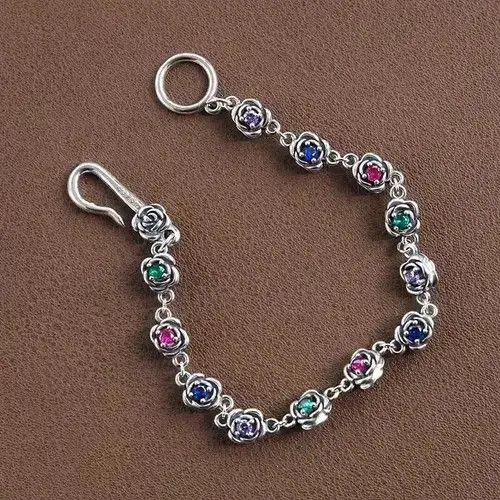 Jewelry Multicolor Flower Chain Bracelet Size ONE SIZE - 1 Thumbnail