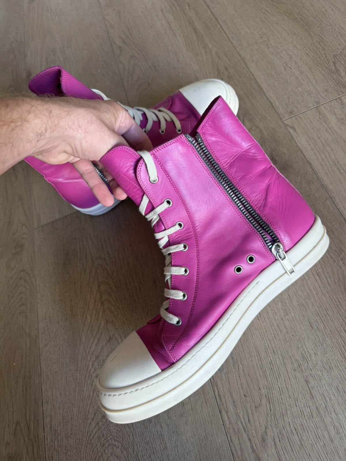 Rick Owens Pink Mainline ramones high 45 Size US 12 / EU 45 - 4 Thumbnail