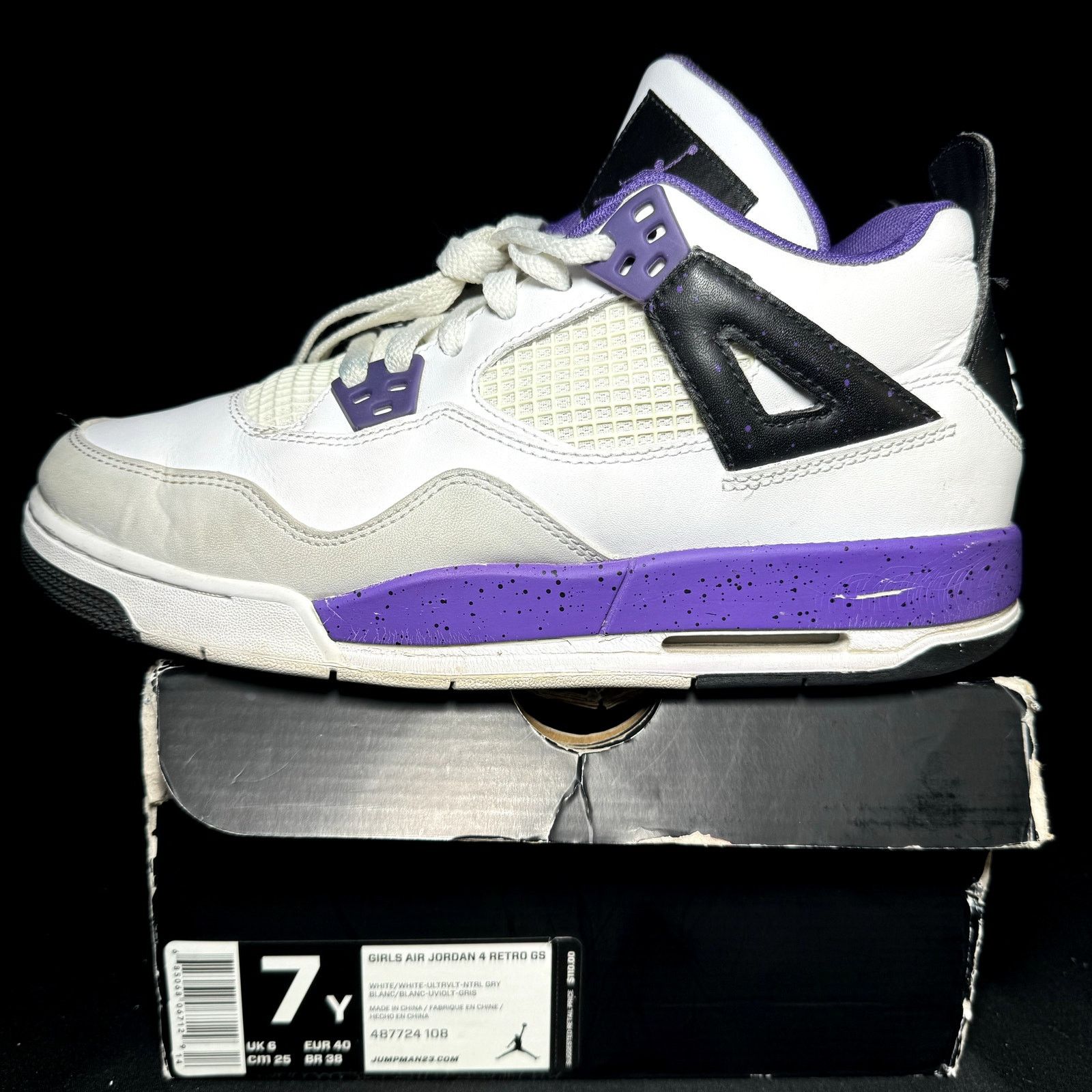 Jordan Brand × Nike Nike Air Jordan 4 Retro GS UItraviolet Men's Shoes - Size 7 Size US 7 / EU 40 - 8 Thumbnail