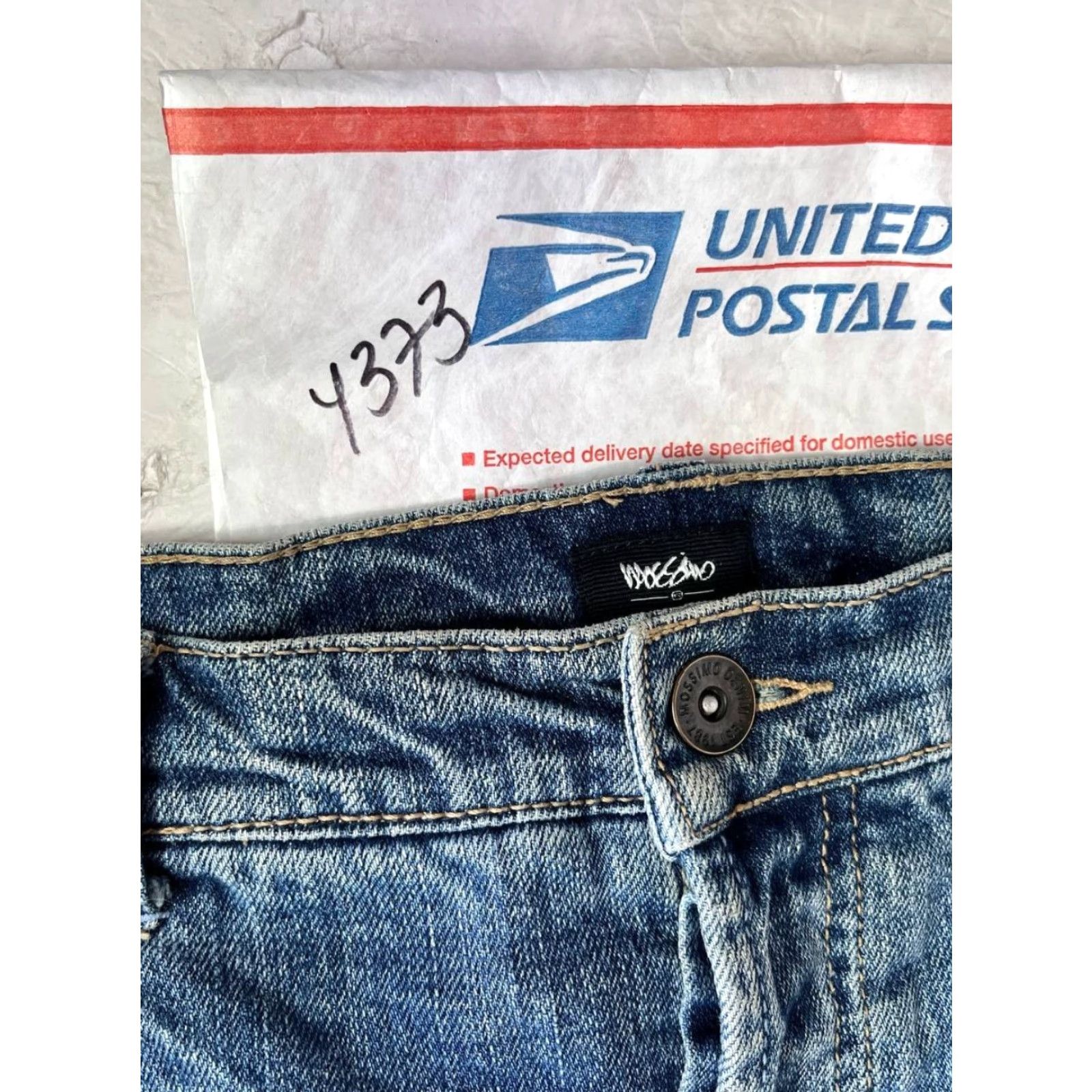 Mossimo Mossimo Skirt Womens 12 Blue Jean Raw Hem Kick Pleat Stretch Denim Short Mini Boho Western Classic Logo Zipper Button XS? Size 34" / US 12 / IT 48 - 8 Thumbnail