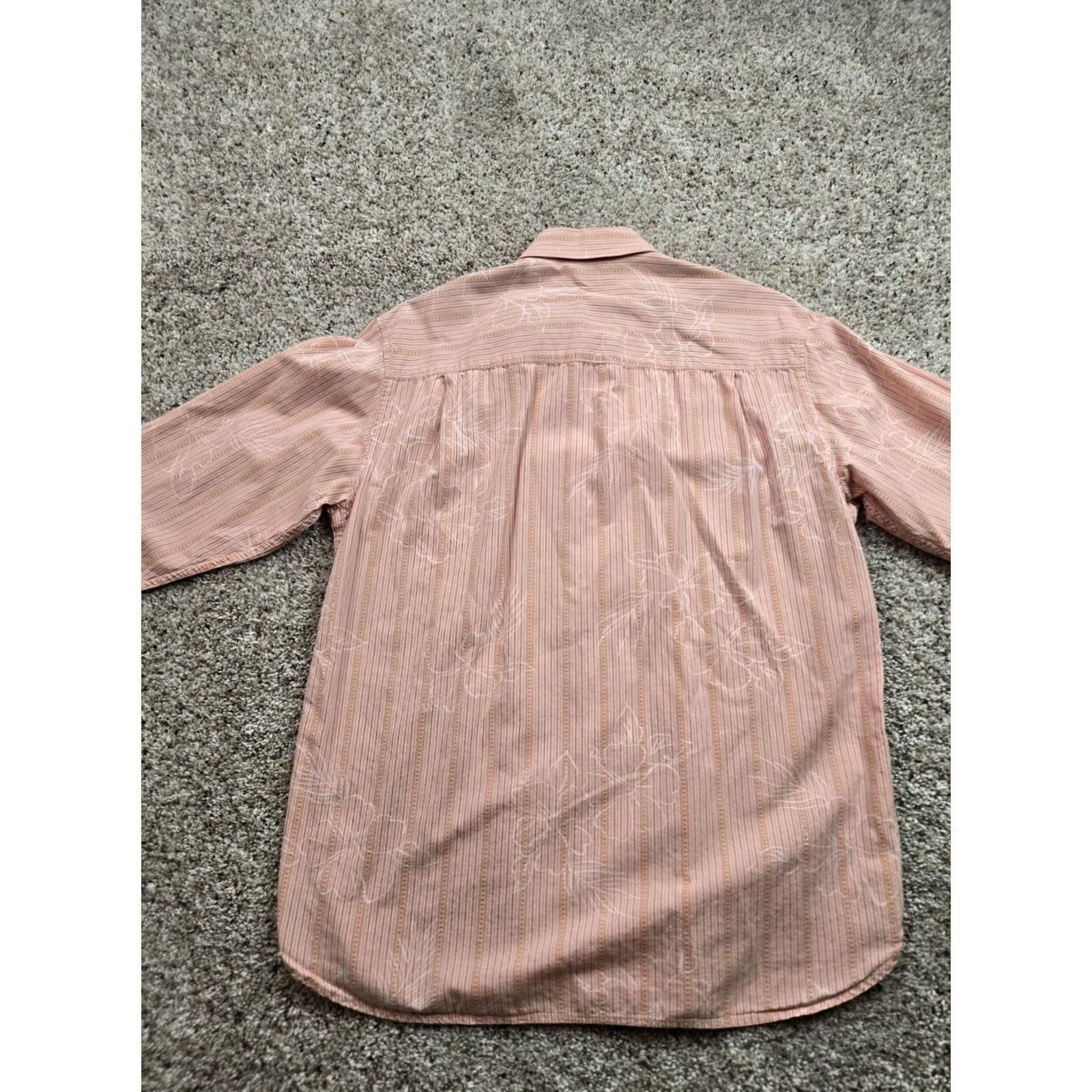 Tommy Bahama Tommy Bahama Shirt Medium Orange Striped Floral Long Sleeve Cotton Button Up Shirt Mens Size US M / EU 48-50 / 2 - 6 Thumbnail