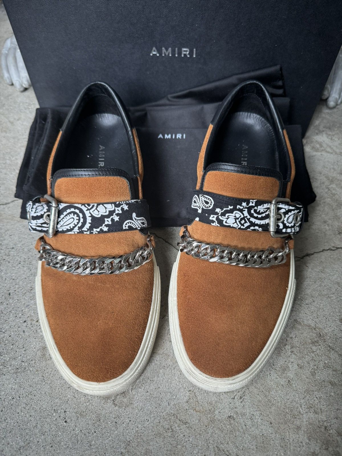 Amiri AMIRI SUEDE BANDANA CHAINS SLIP ON SHOES Grailed