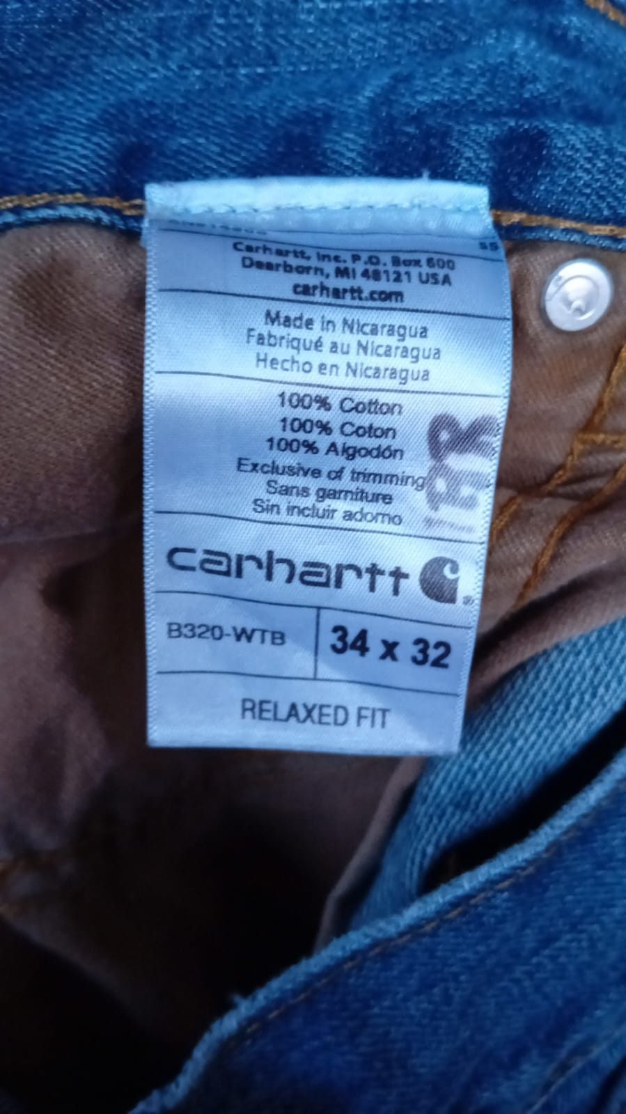 Carhartt Carhartt Relaxed Straight Jeans B320-WTB sz 34x32 Size US 34 / EU 50 - 3 Thumbnail