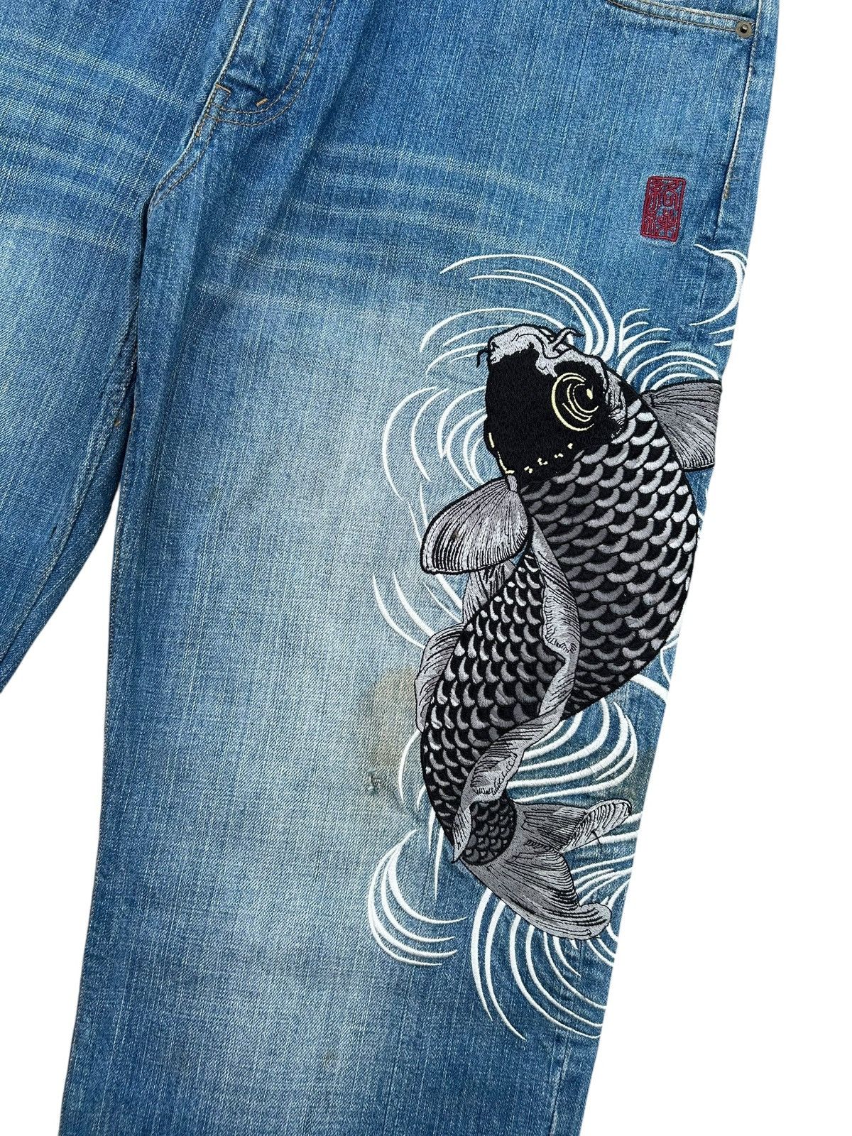 Kapital KARAKURI Japanese Brand Rare Big Koi Denim Jeans Size US 38 / EU 54 - 6 Thumbnail