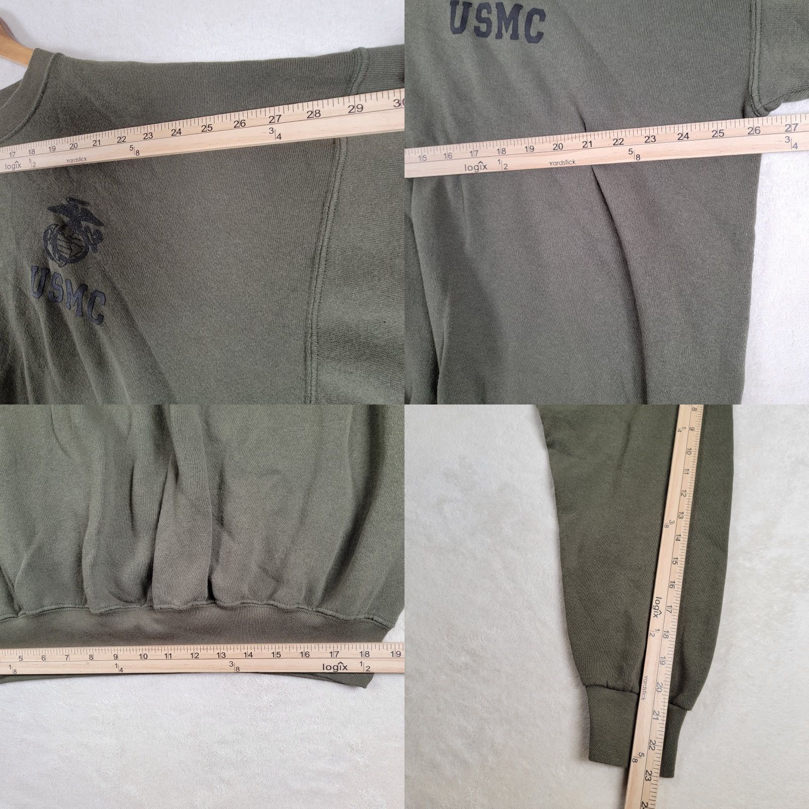 Vintage VINTAGE USMC Sweatshirt Crewneck XL Green United States Made In USA Mens Pullover Casual 90s Military Size US XL / EU 56 / 4 - 8 Thumbnail
