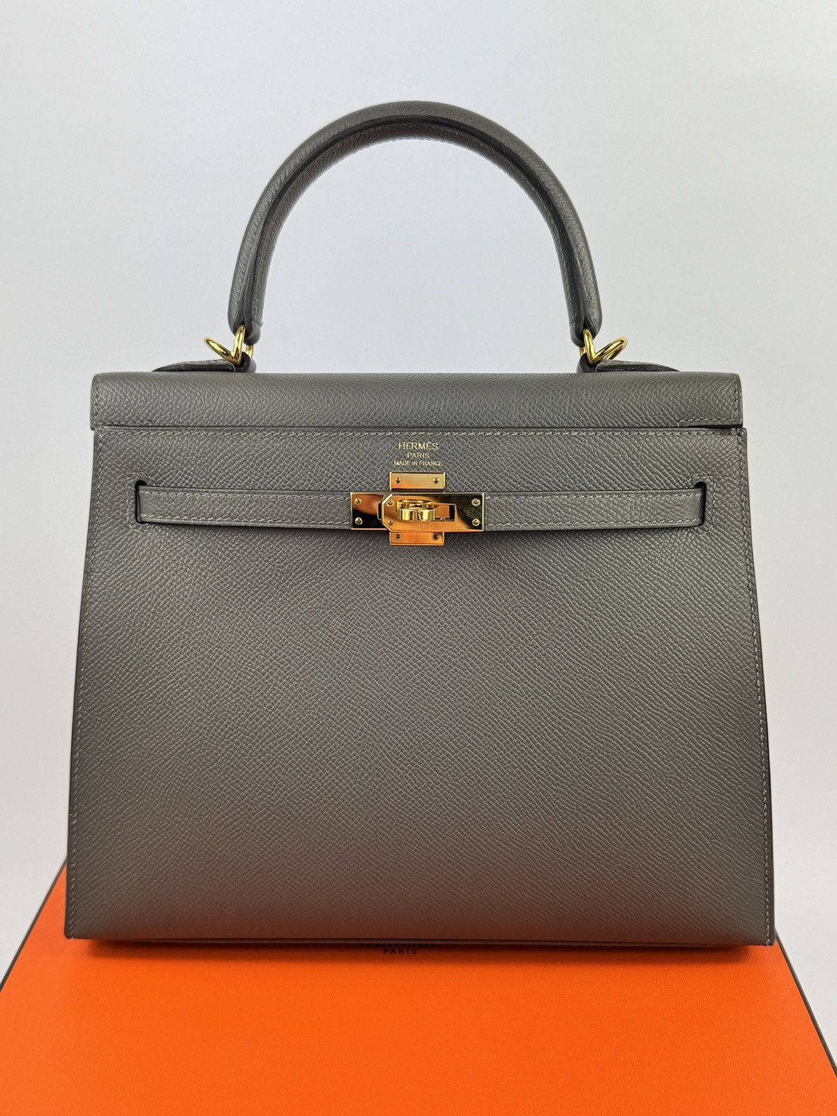 Hermes HERMES KELLY 25 GRIS MEYER EPSON LEATHER GOLD HARDWARE BAG Size ONE SIZE - 9 Thumbnail