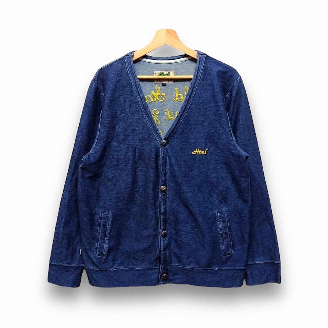 Japanese Brand HTML Indigo Cardigan embroidery Size US L / EU 52-54 / 3 - 1 Thumbnail