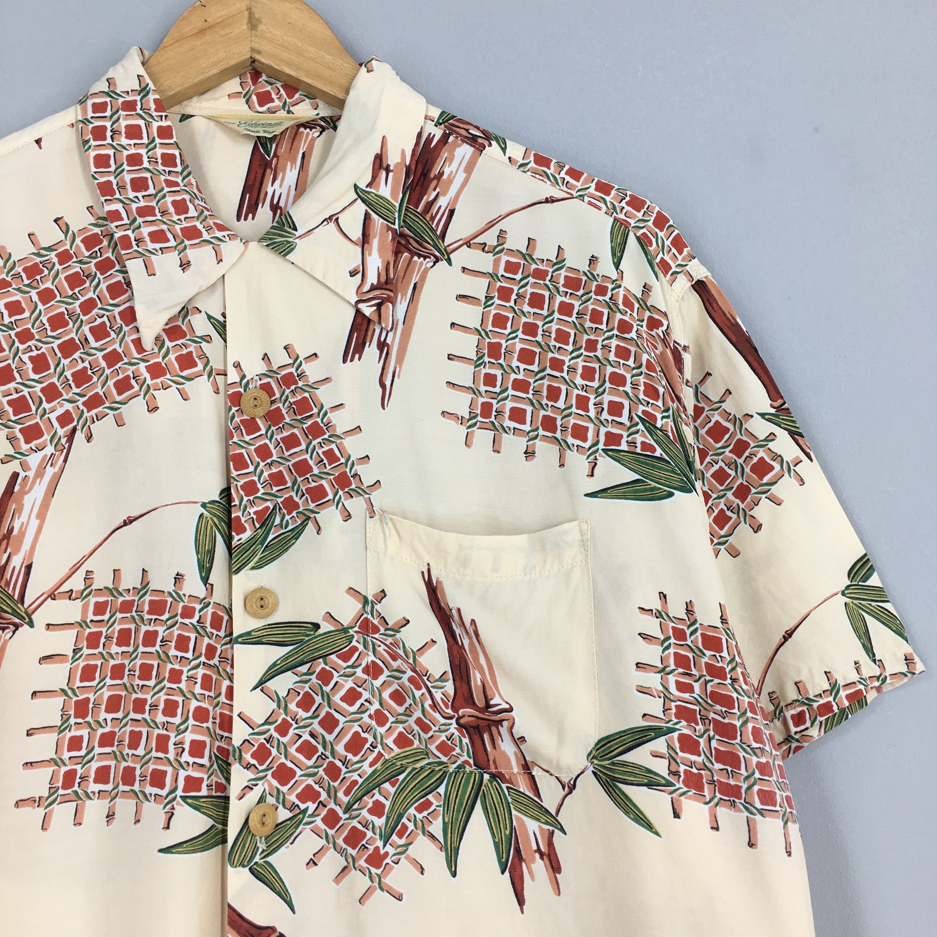 Edwin Vintage 90s Edwin Hawaiian Aloha Bamboo Rayon Shirt XLarge Size US XL / EU 56 / 4 - 2 Thumbnail