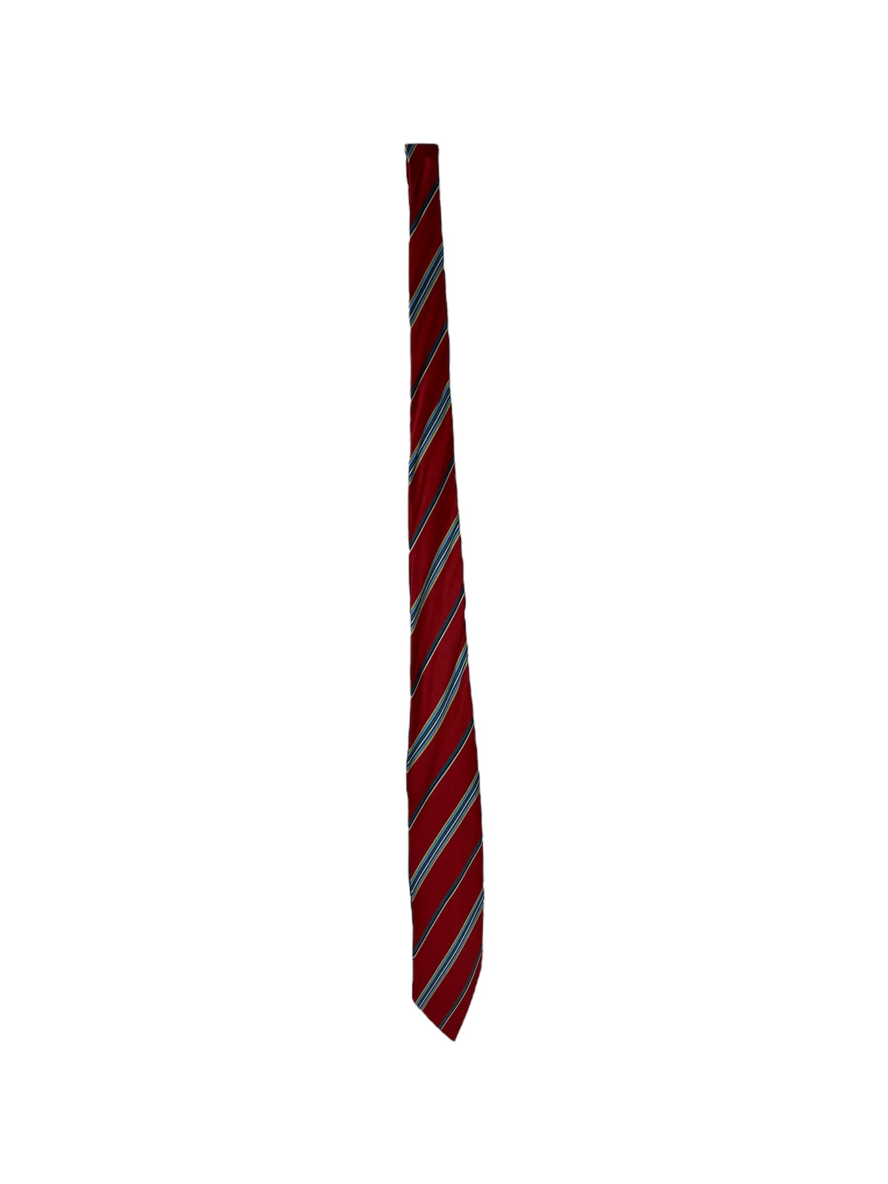 Lanvin Lanvin red striped Paris France streetwear tie silk luxury Size ONE SIZE - 1 Thumbnail