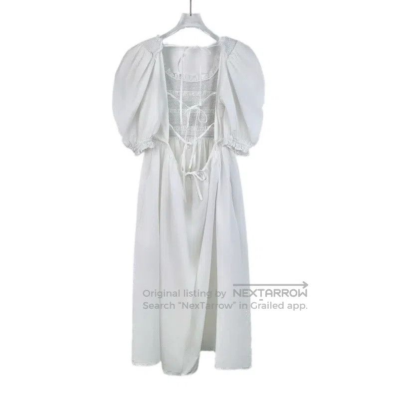 Miu Miu Miu Miu 38 White back openwork lace-up cotton round neck bu Size S / US 4 / IT 40 - 2 Thumbnail