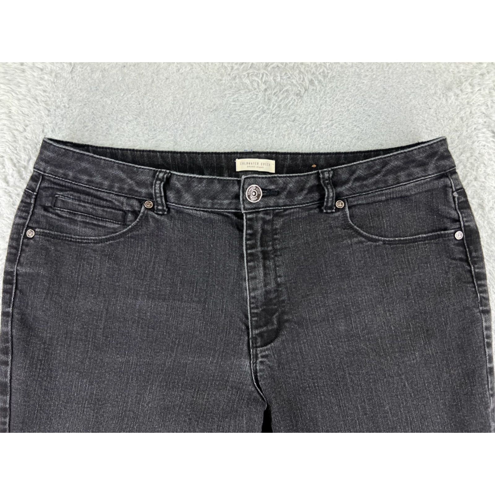 Coldwater Creek Coldwater Creek Jeans Womens 16 Black Denim Capri Cotton Blend Mid 33x22 Size 38" / US 16 / IT 52 - 7 Thumbnail
