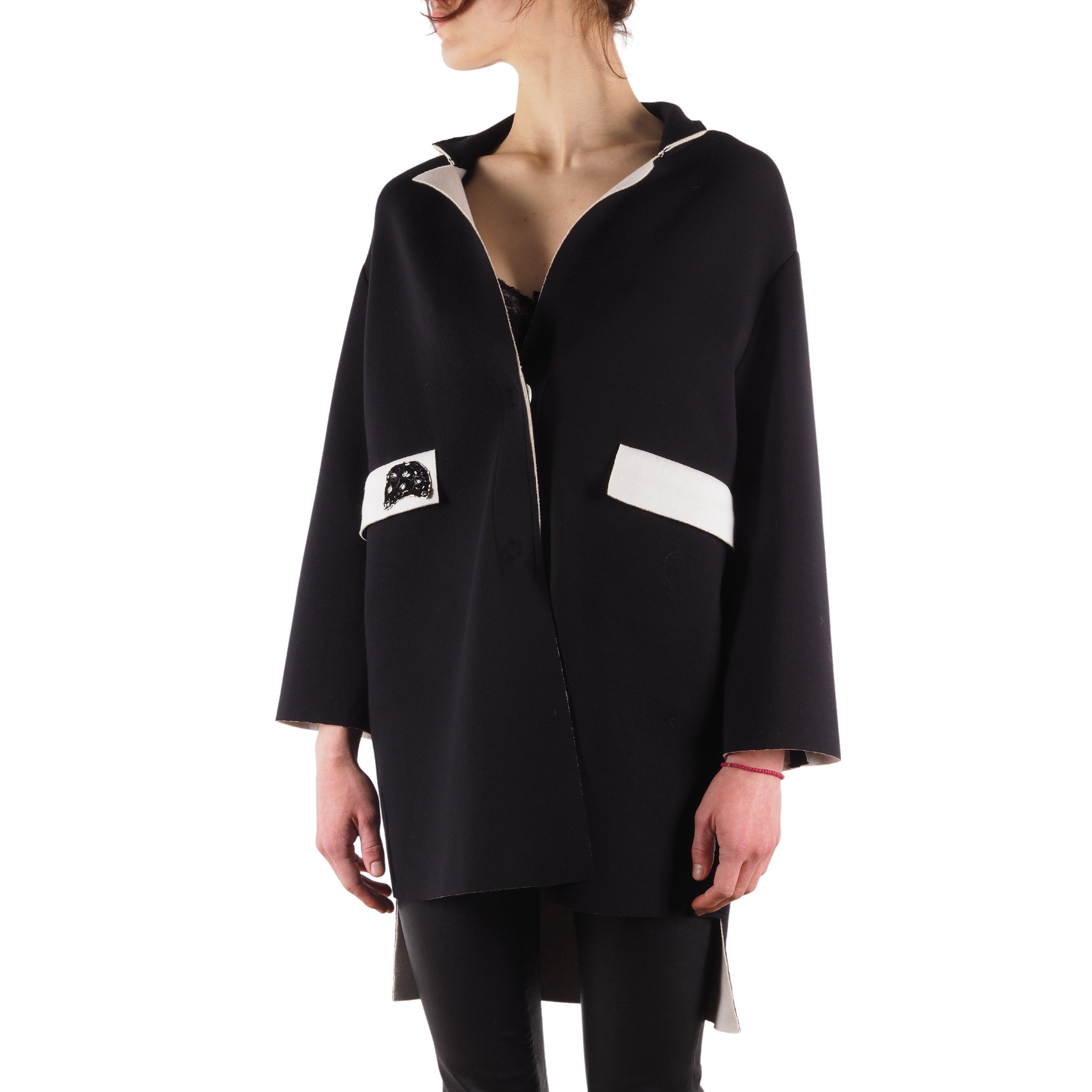 Elisa Cavaletti Elisa Cavaletti Women's Black Viscose Coat Jacket Size M / US 6-8 / IT 42-44 - 1 Thumbnail