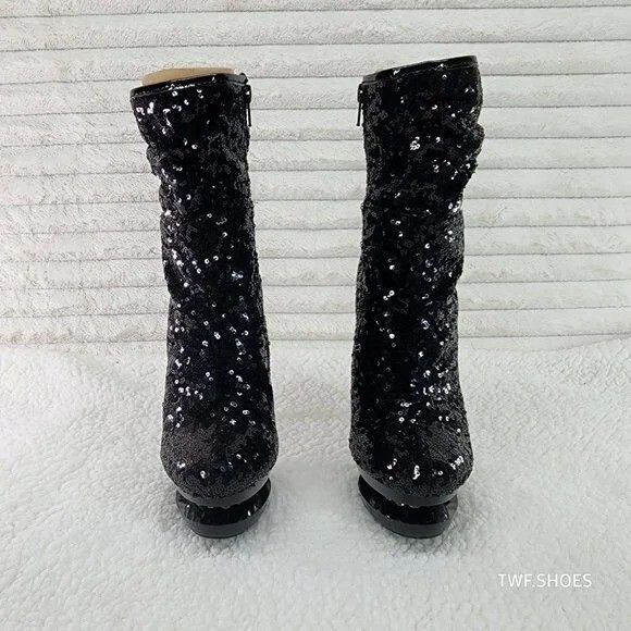 Other Blondie 1009 Black Sequin Slim Stiletto High Heel Platform S Size US 9 / IT 39 - 2 Thumbnail