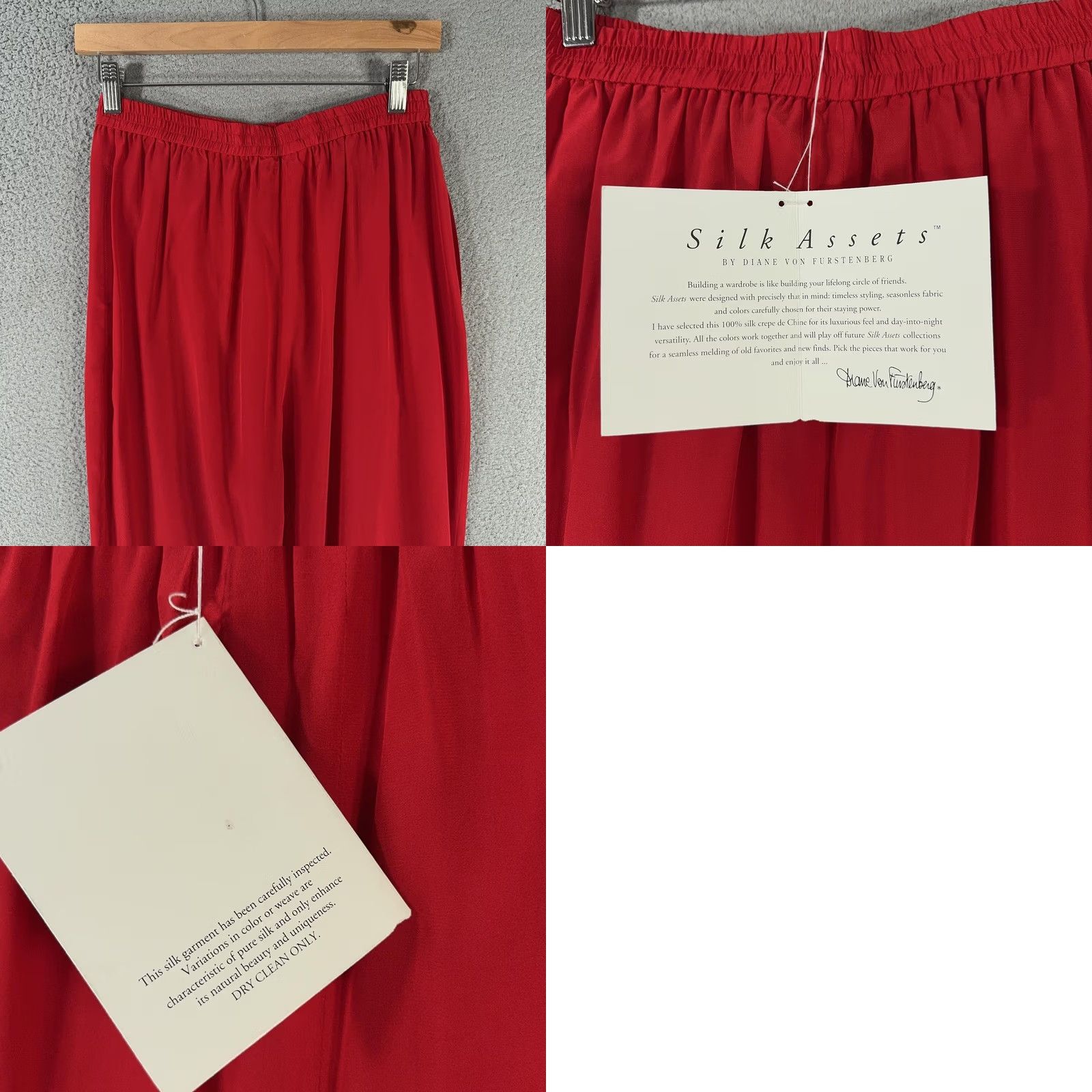 Diane von Furstenberg VINTAGE Diane von Furstenberg Silk Pants Womens Medium Red Silk Assets Elastic Waist NEW Pants Size 32" / US 10 / IT 46 - 9 Thumbnail