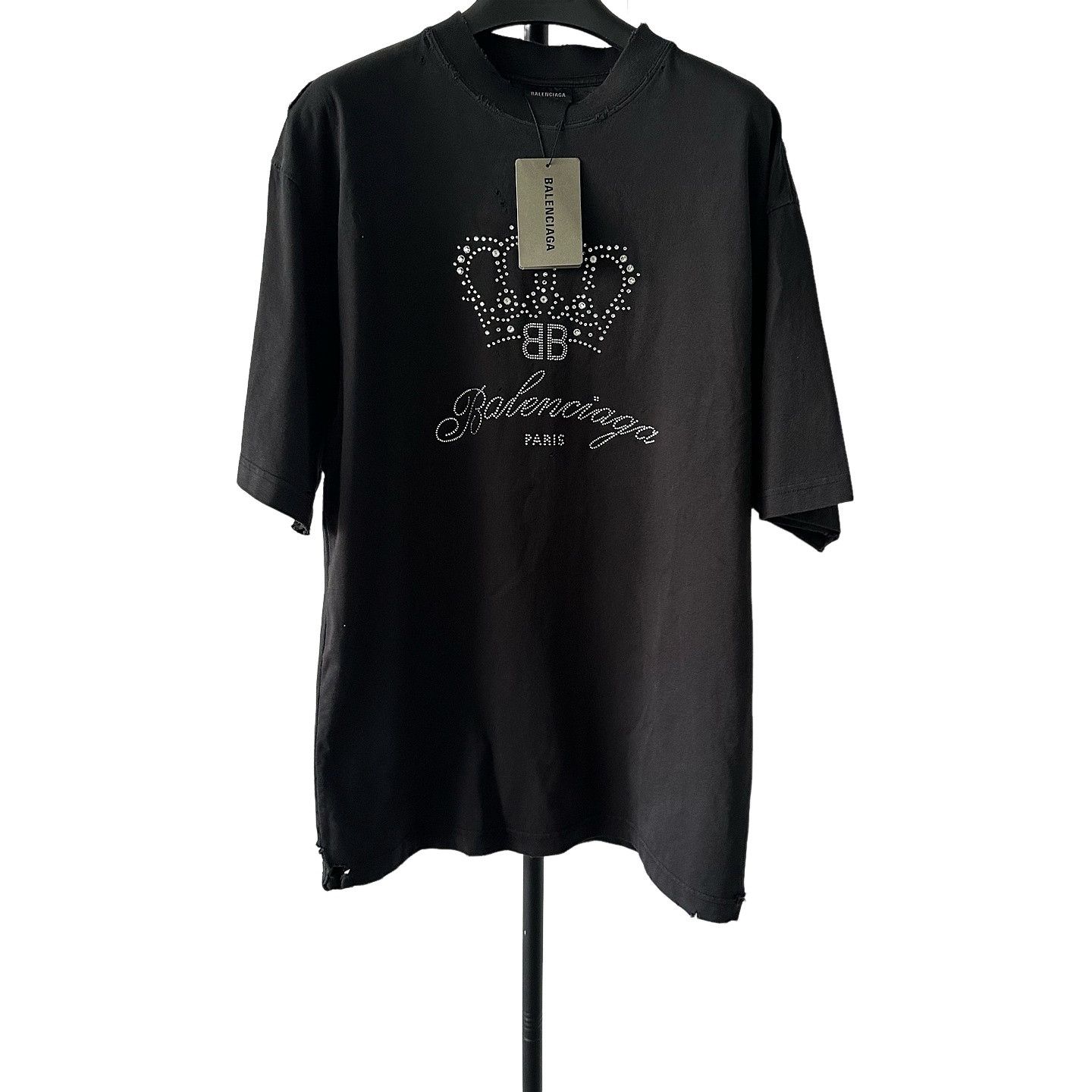 Balenciaga Balenciaga 23ss letter logo rhinestone short sleeved