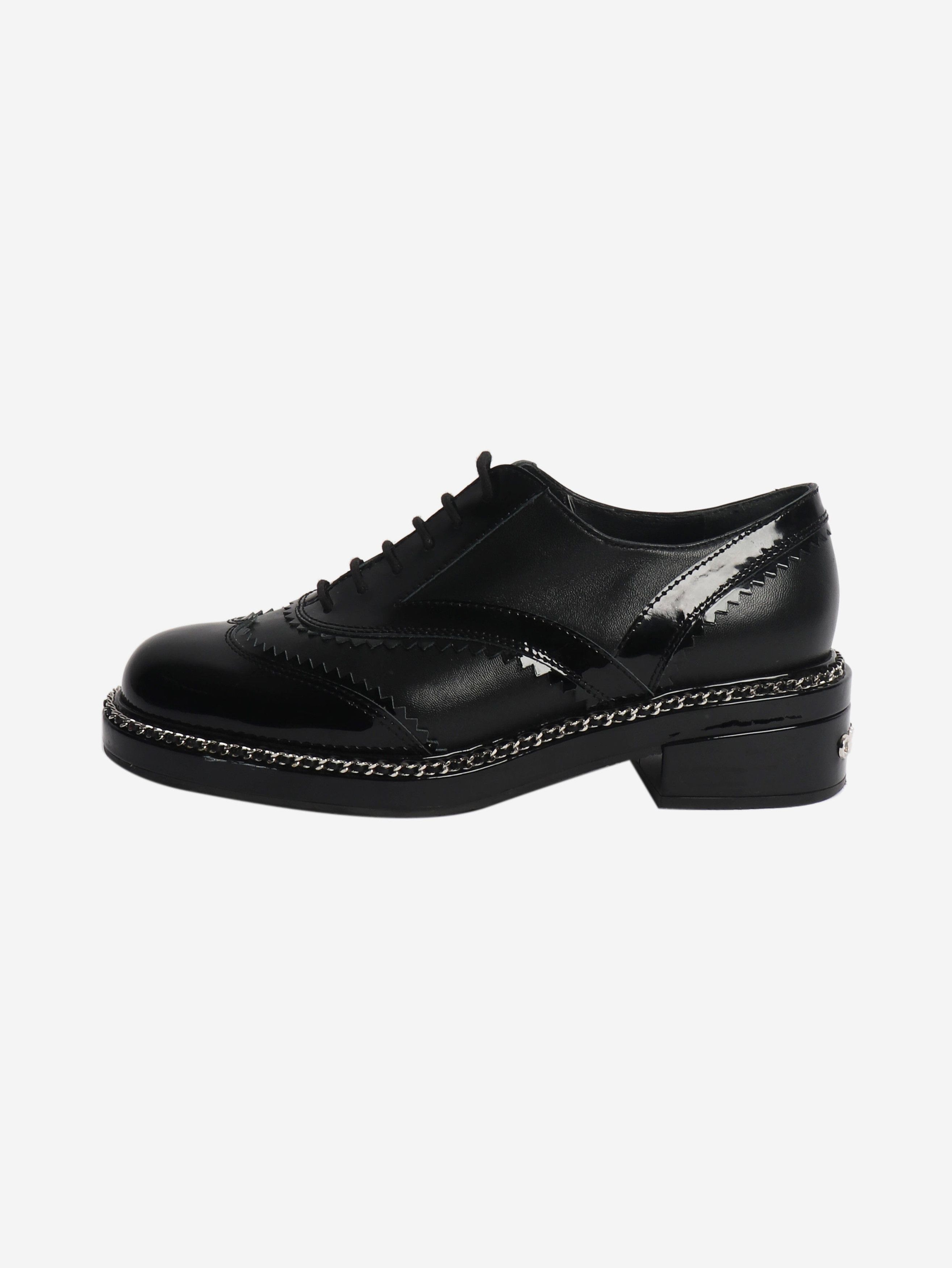 Chanel Black contrast-finish brogues - EU 37.5 Size US 6 / IT 36 - 1 Thumbnail