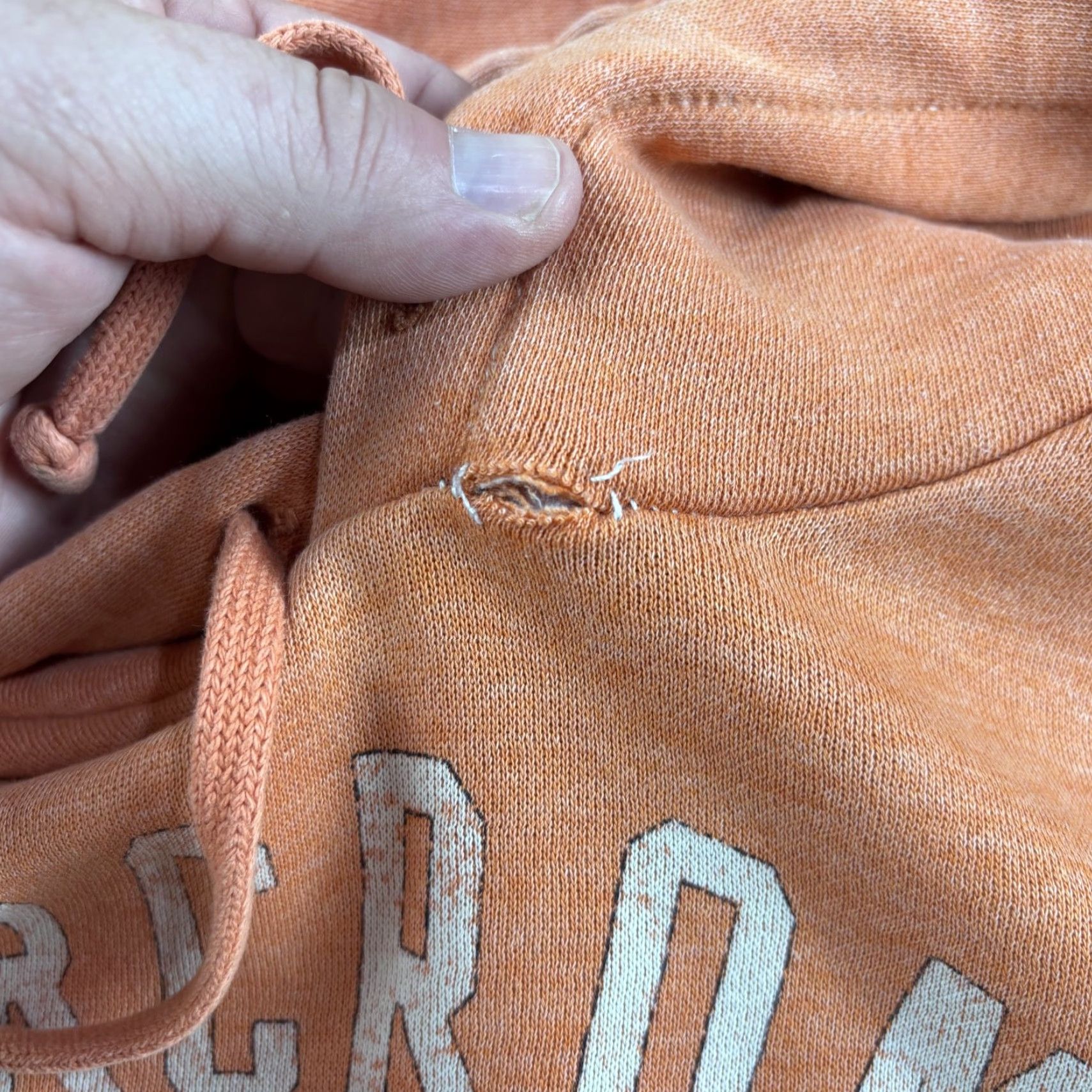 Abercrombie & Fitch VINTAGE Abercrombie & Fitch Hoodie Womens S Orange Graphic Print 90s Logo Embroidered Pockets Size S / US 4 / IT 40 - 4 Thumbnail